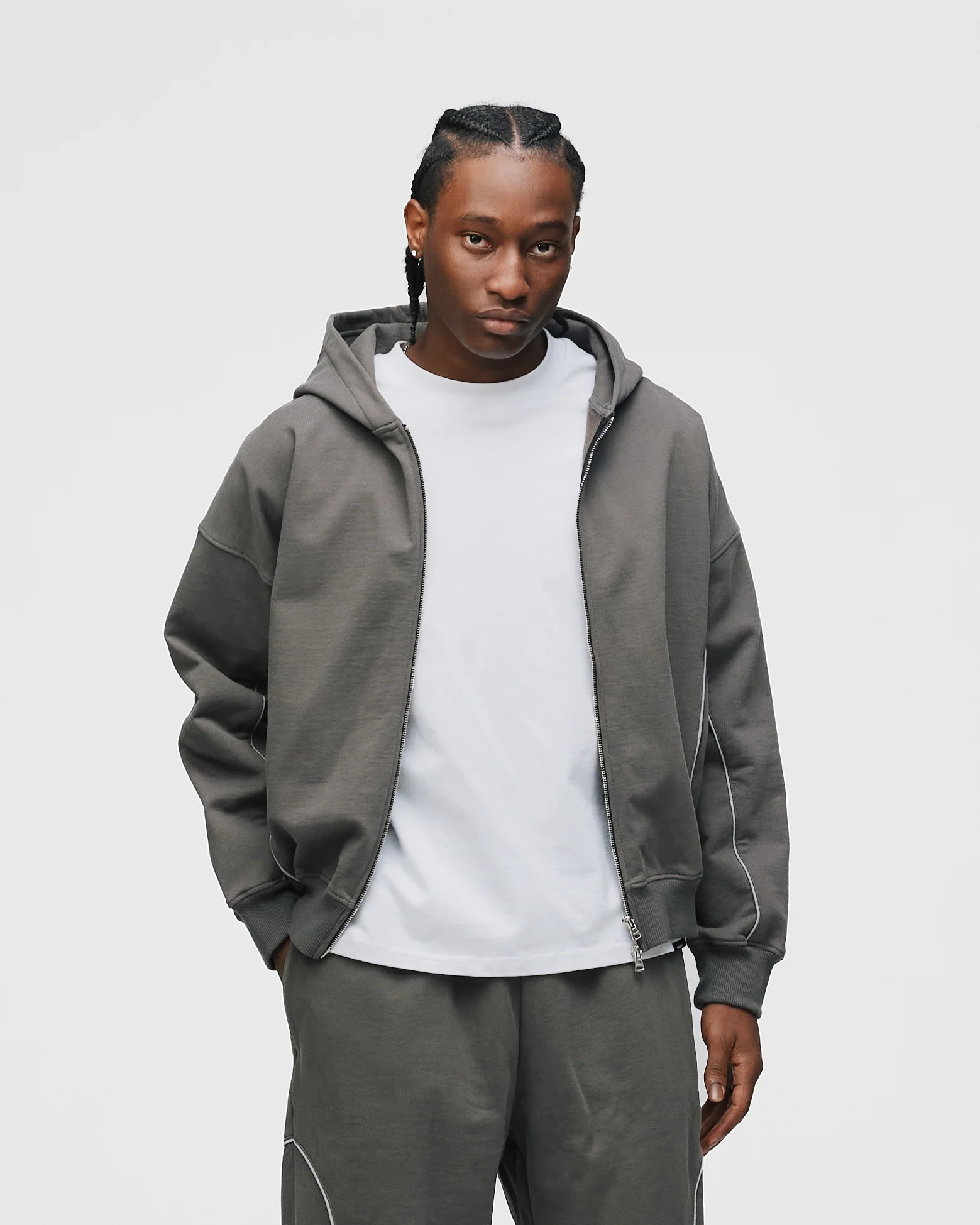 Arc Zip Hoodie - Charcoal - Image 3