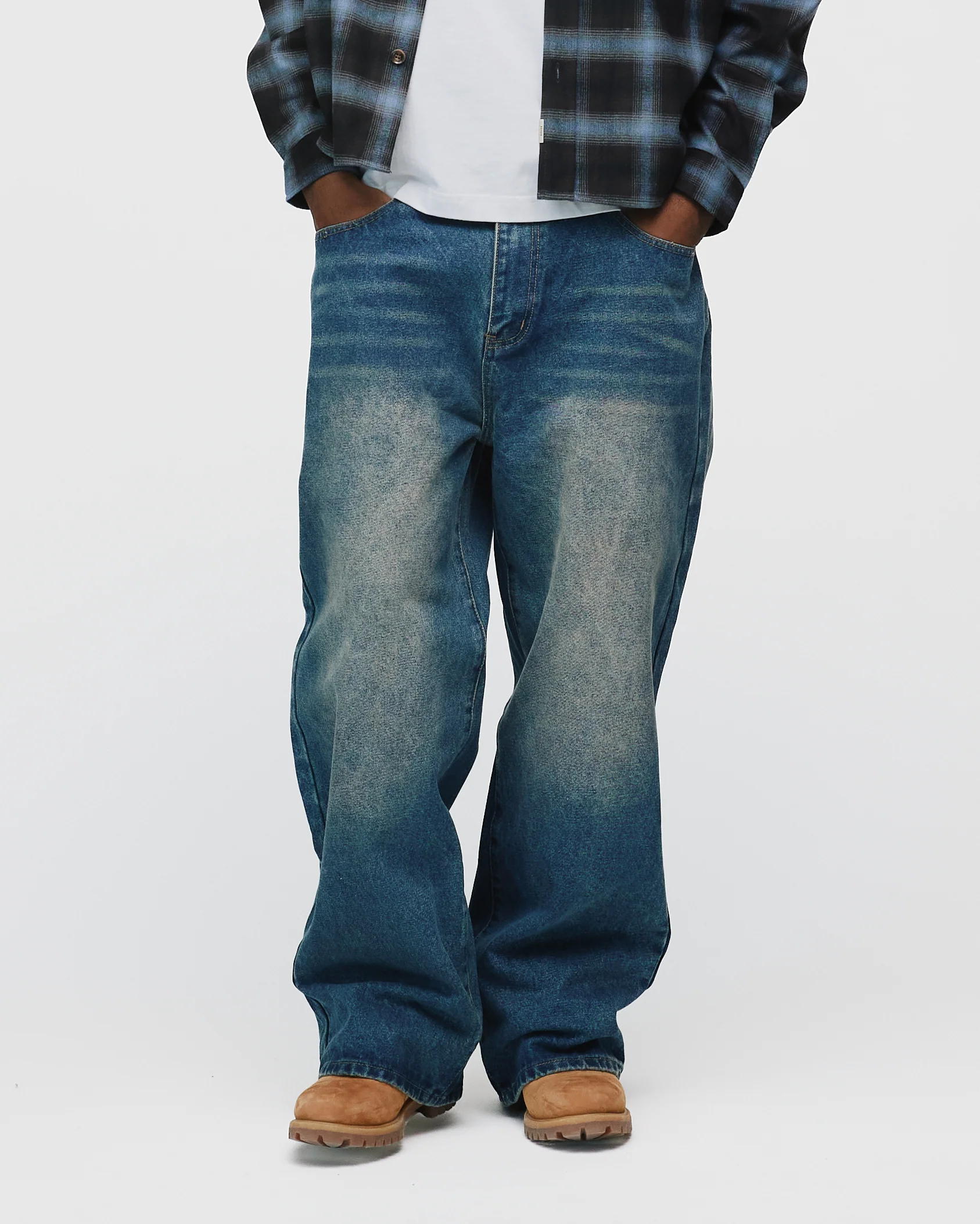 Baggy Denim Pants - Mid Blue - Image 3
