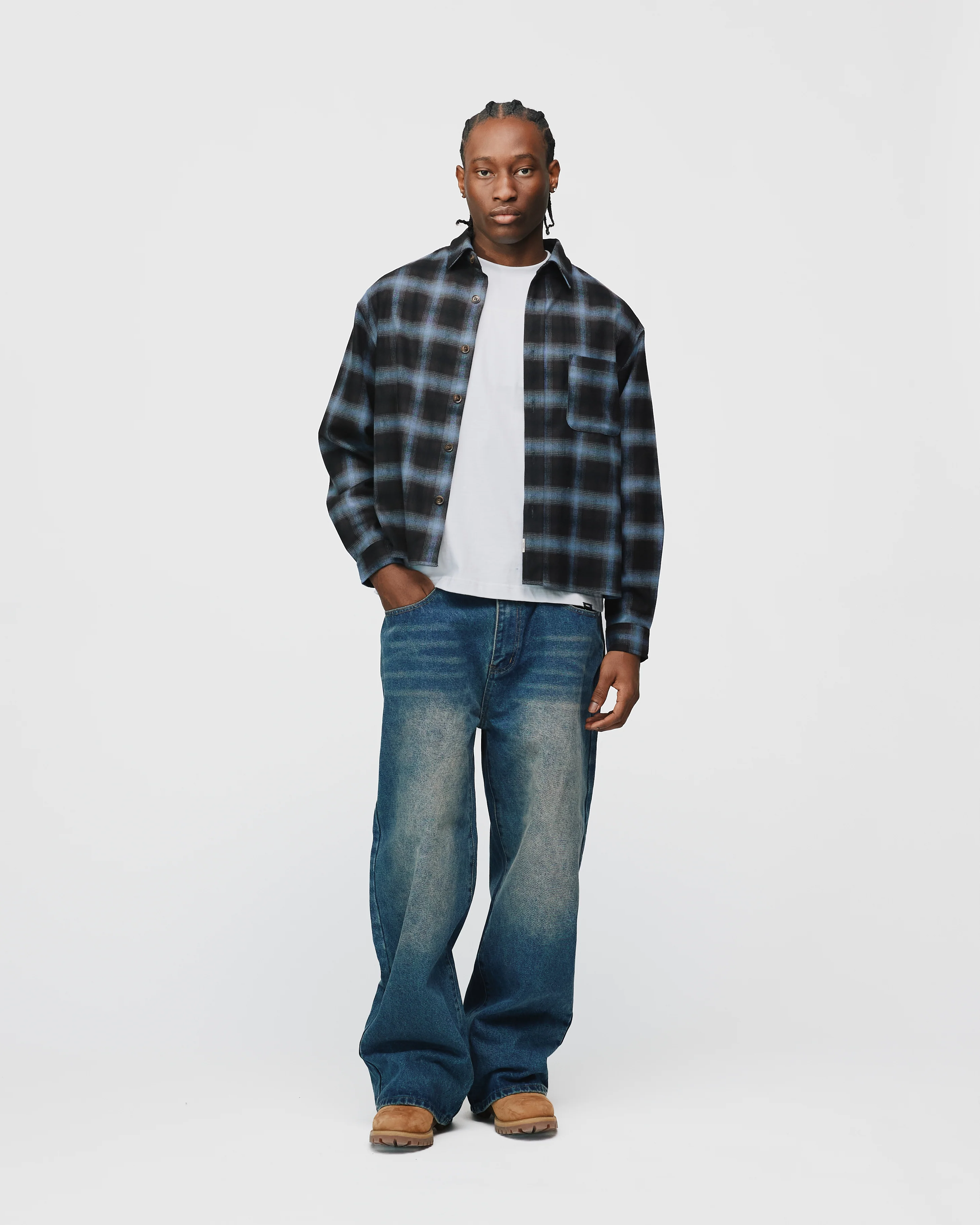 Baggy Denim Pants - Mid Blue - Image 4