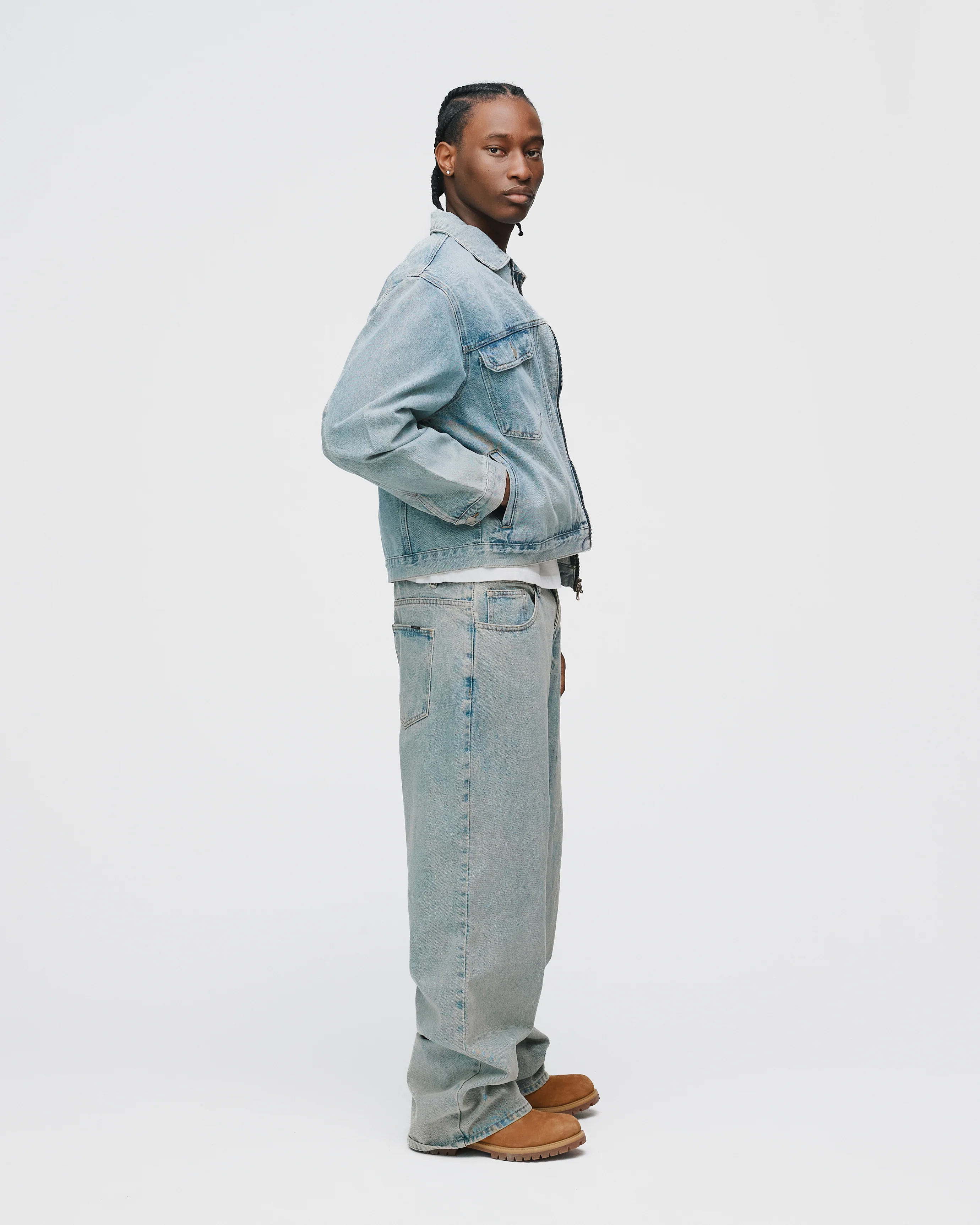 Baggy Denim Pants - Washed Blue - Image 6