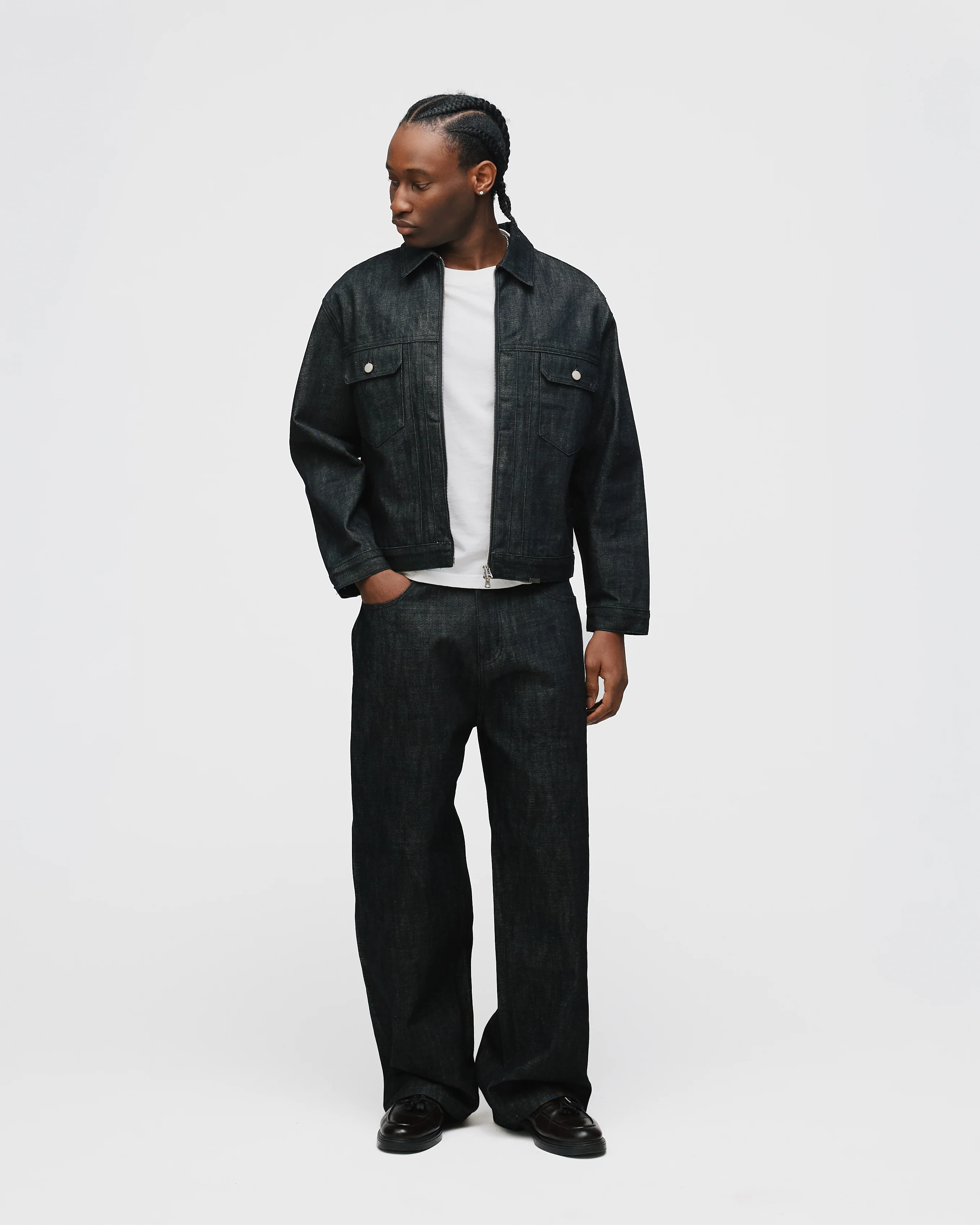 Baggy Raw Denim - Black - Image 4