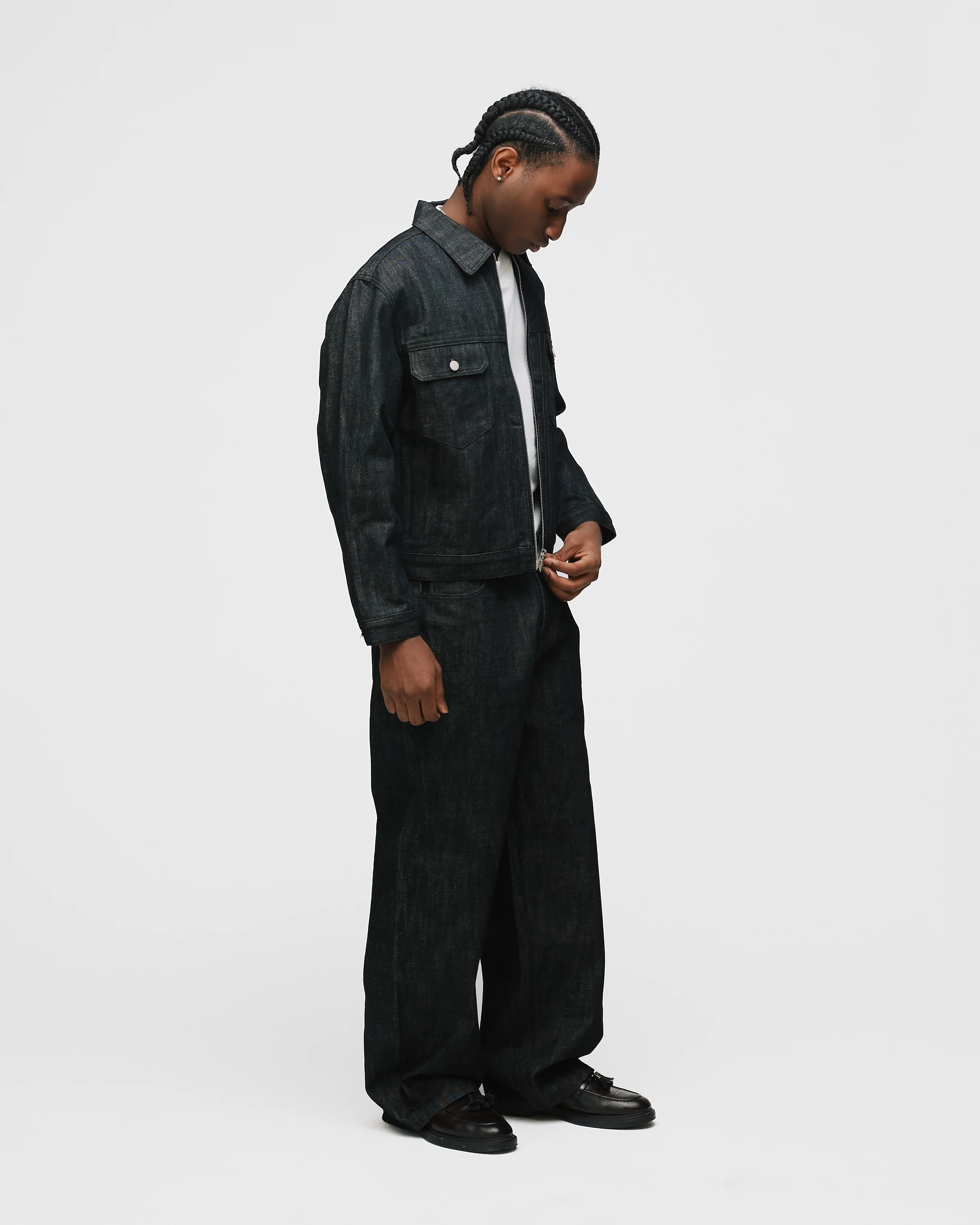 Baggy Raw Denim - Black - Image 5
