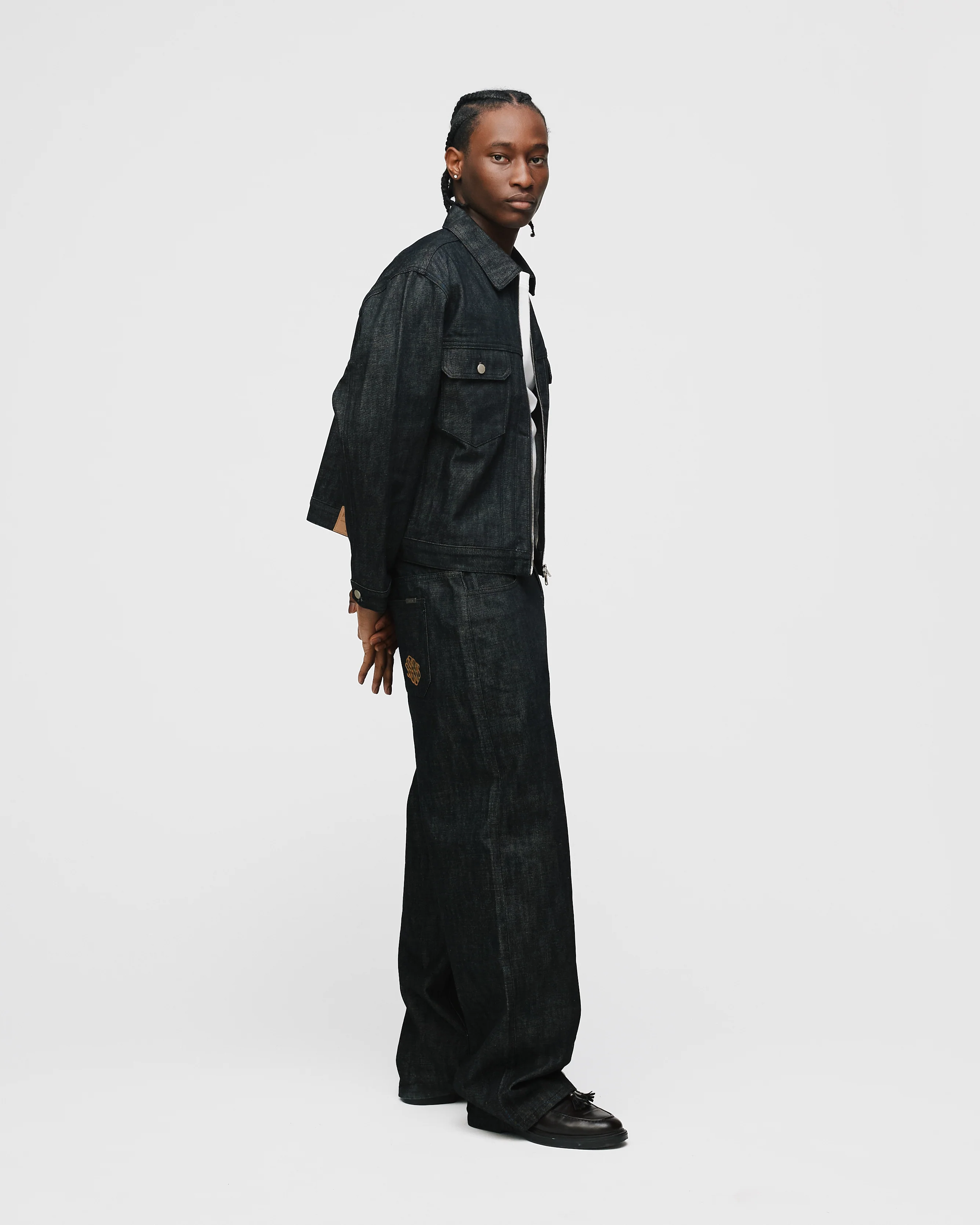Baggy Raw Denim - Black - Image 6