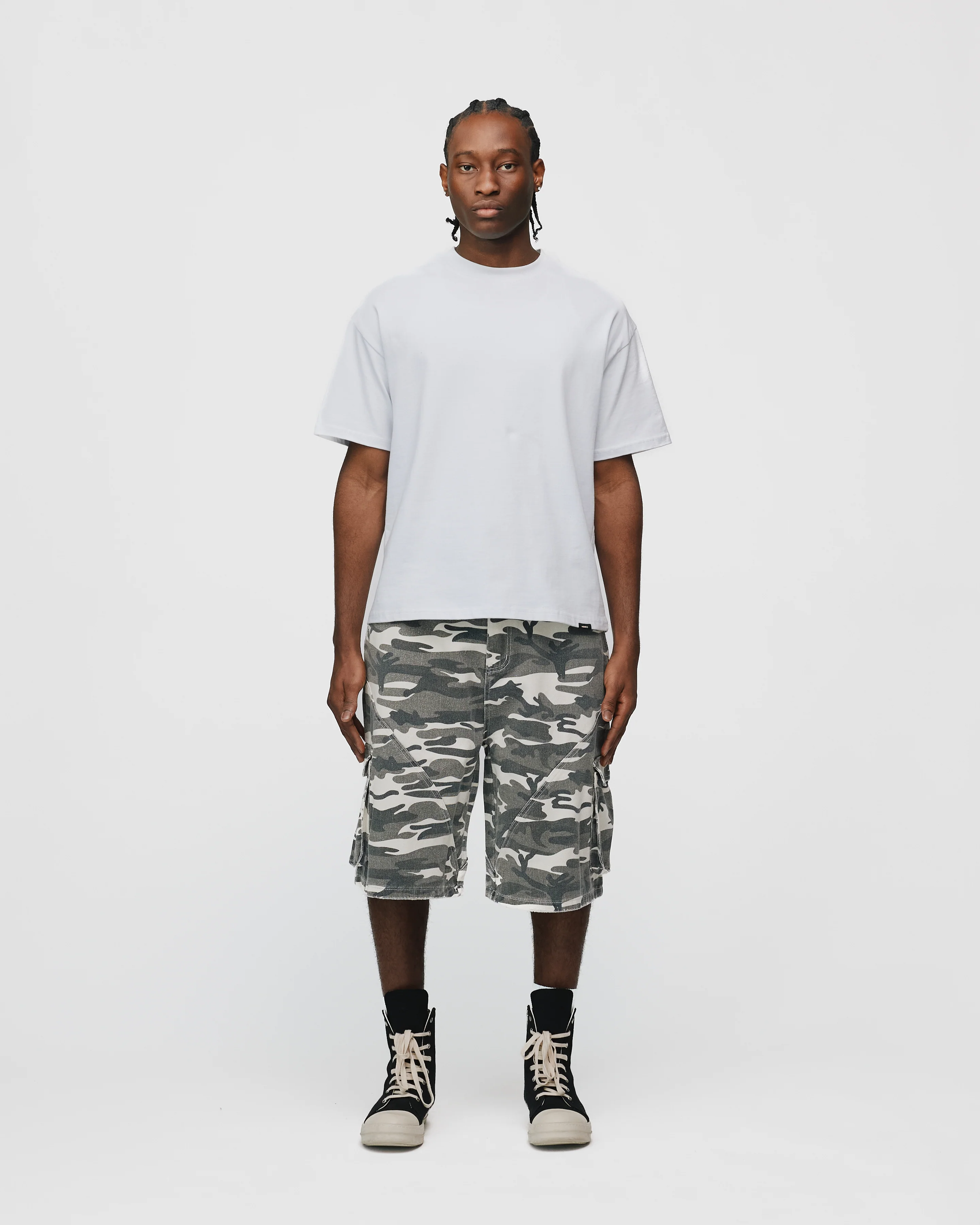 Baggy Cargo Shorts - White Camo - Image 2
