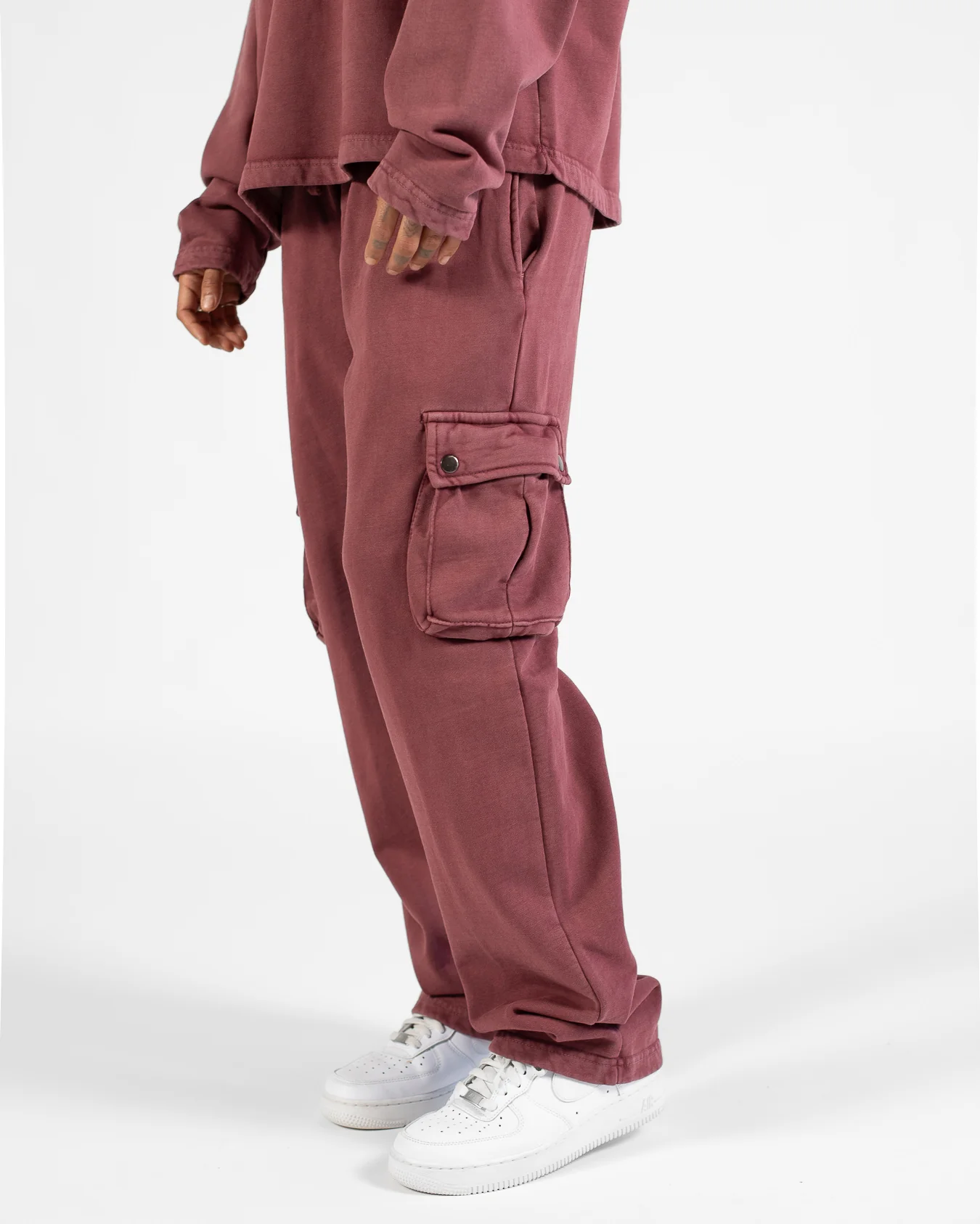 Baggy Cargo Sweatpants - Vintage Burgundy - Image 3