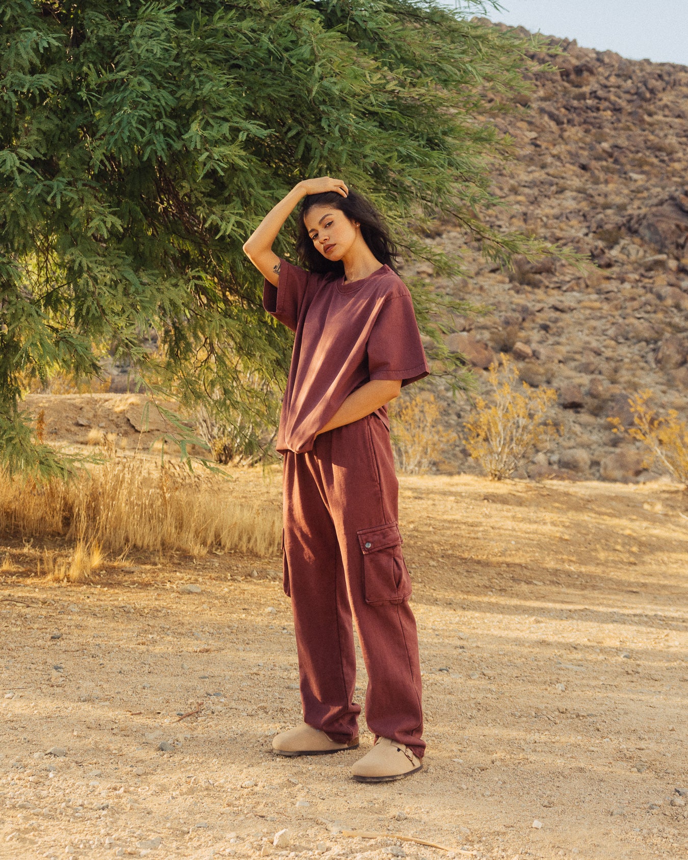 Baggy Cargo Sweatpants - Vintage Burgundy - Image 4