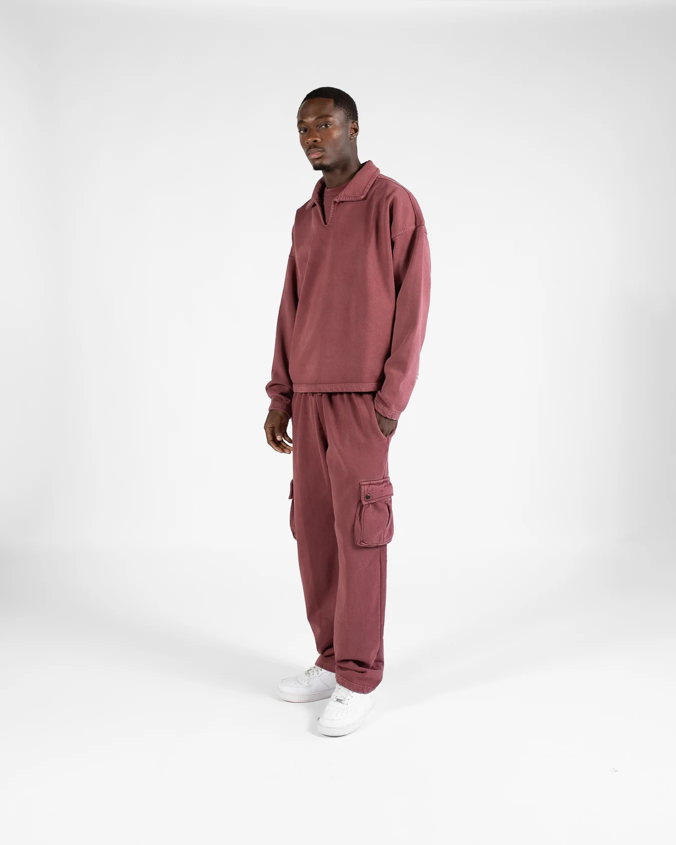 Baggy Cargo Sweatpants - Vintage Burgundy - Image 6