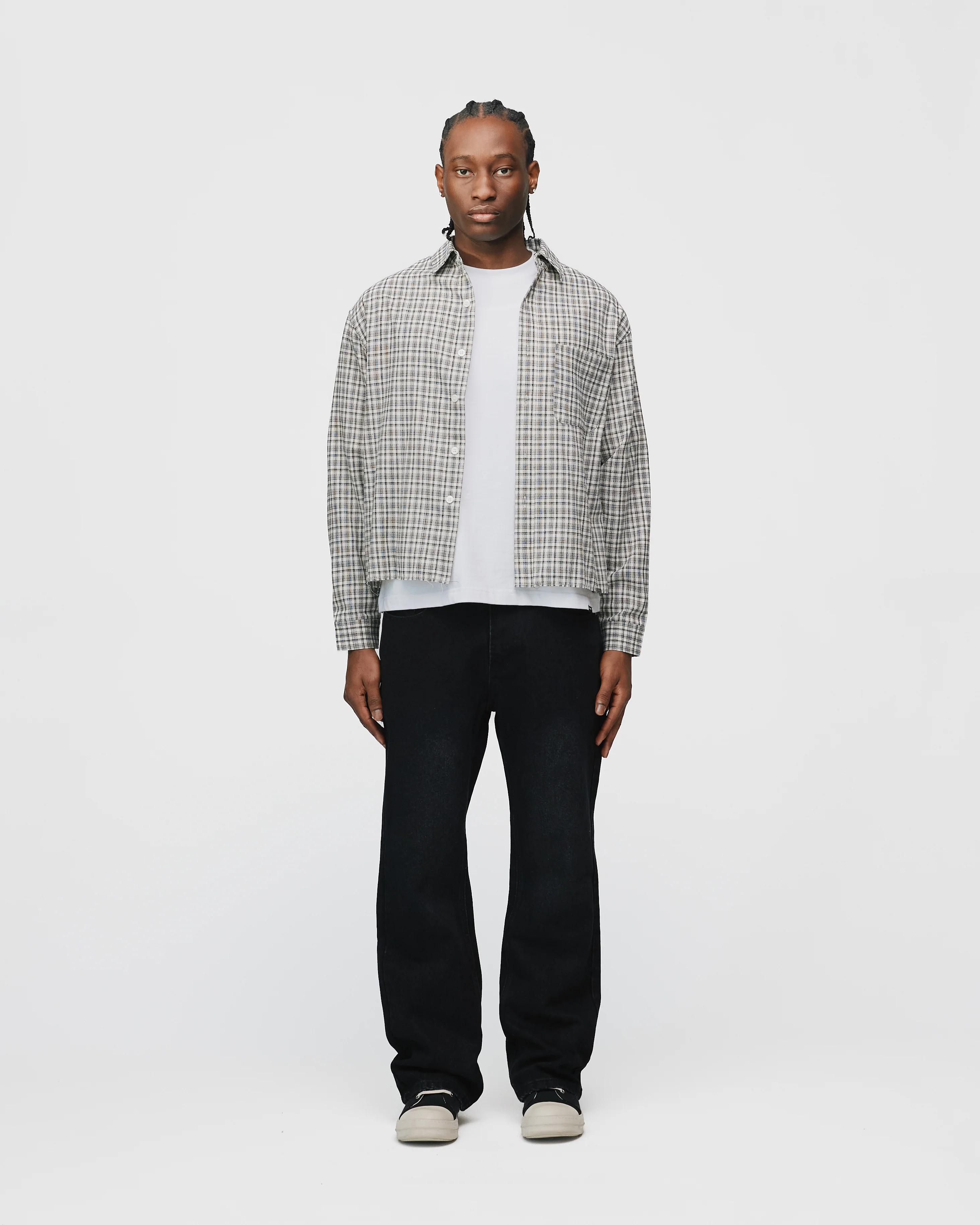 Cropped Flannel - Black - Image 2