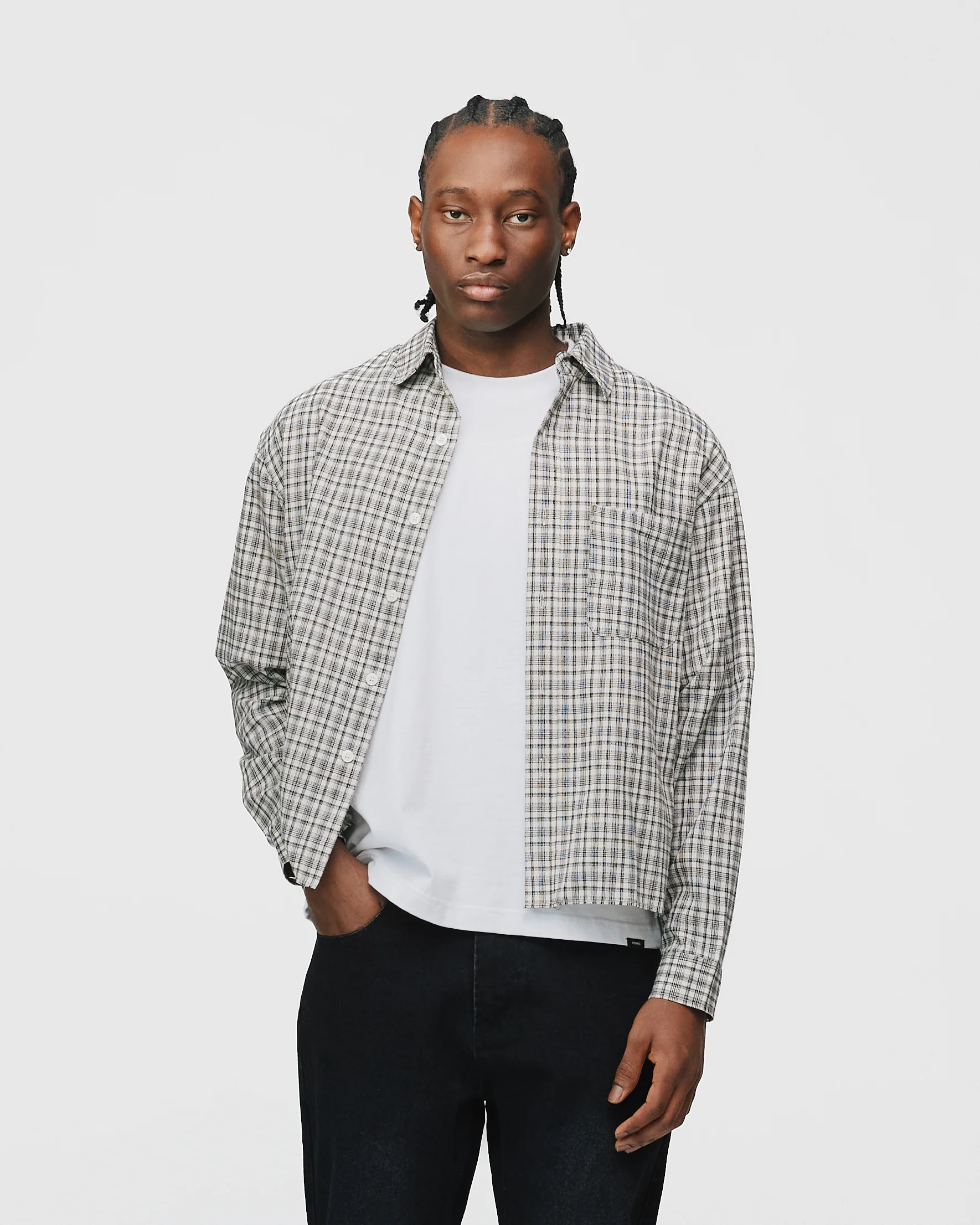 Cropped Flannel - Black - Image 3