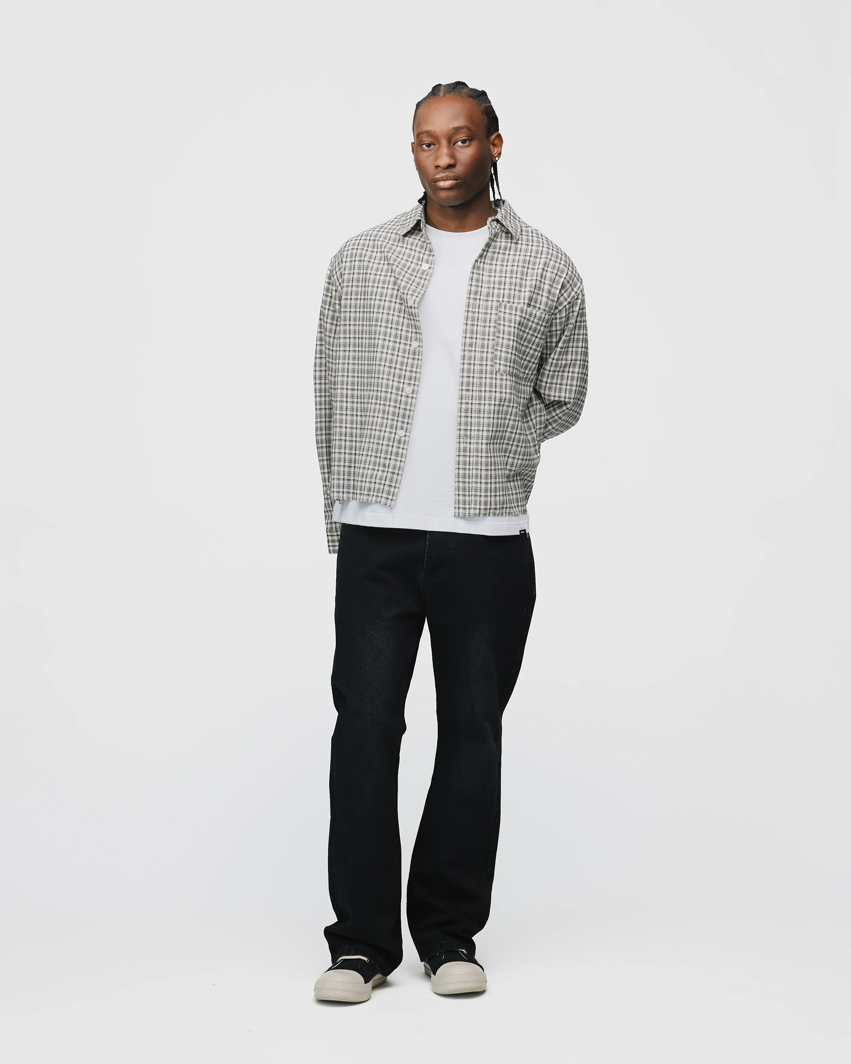 Cropped Flannel - Black - Image 4