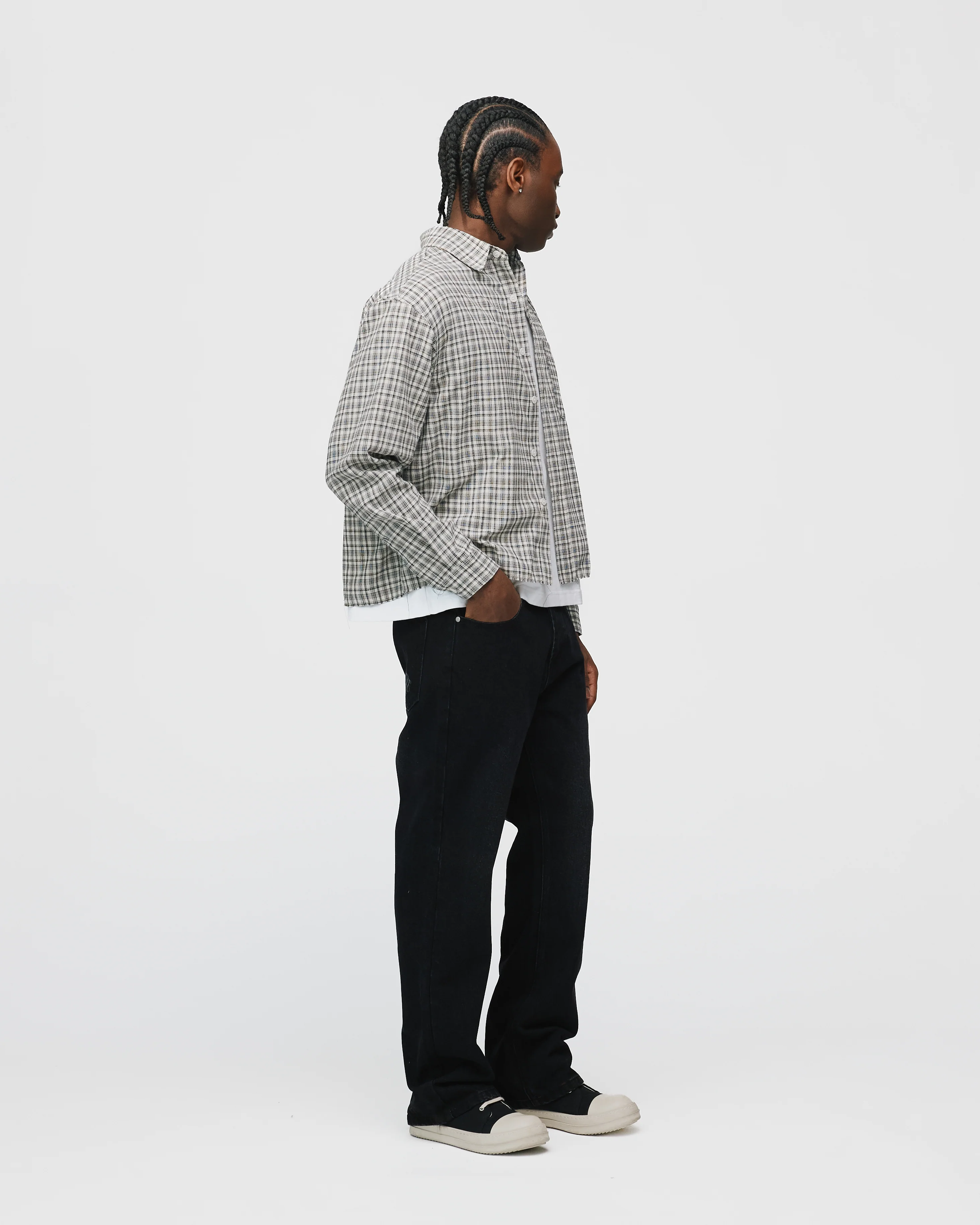 Cropped Flannel - Black - Image 5