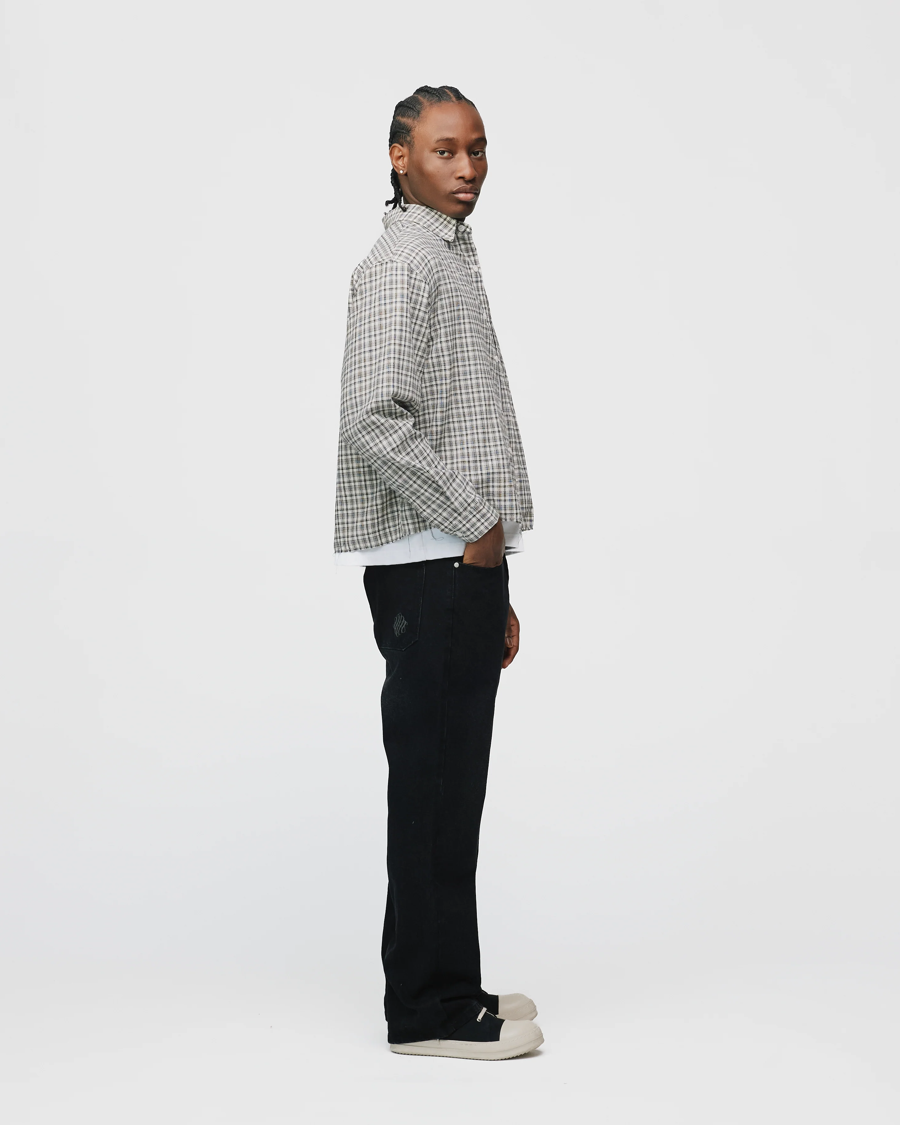 Cropped Flannel - Black - Image 6