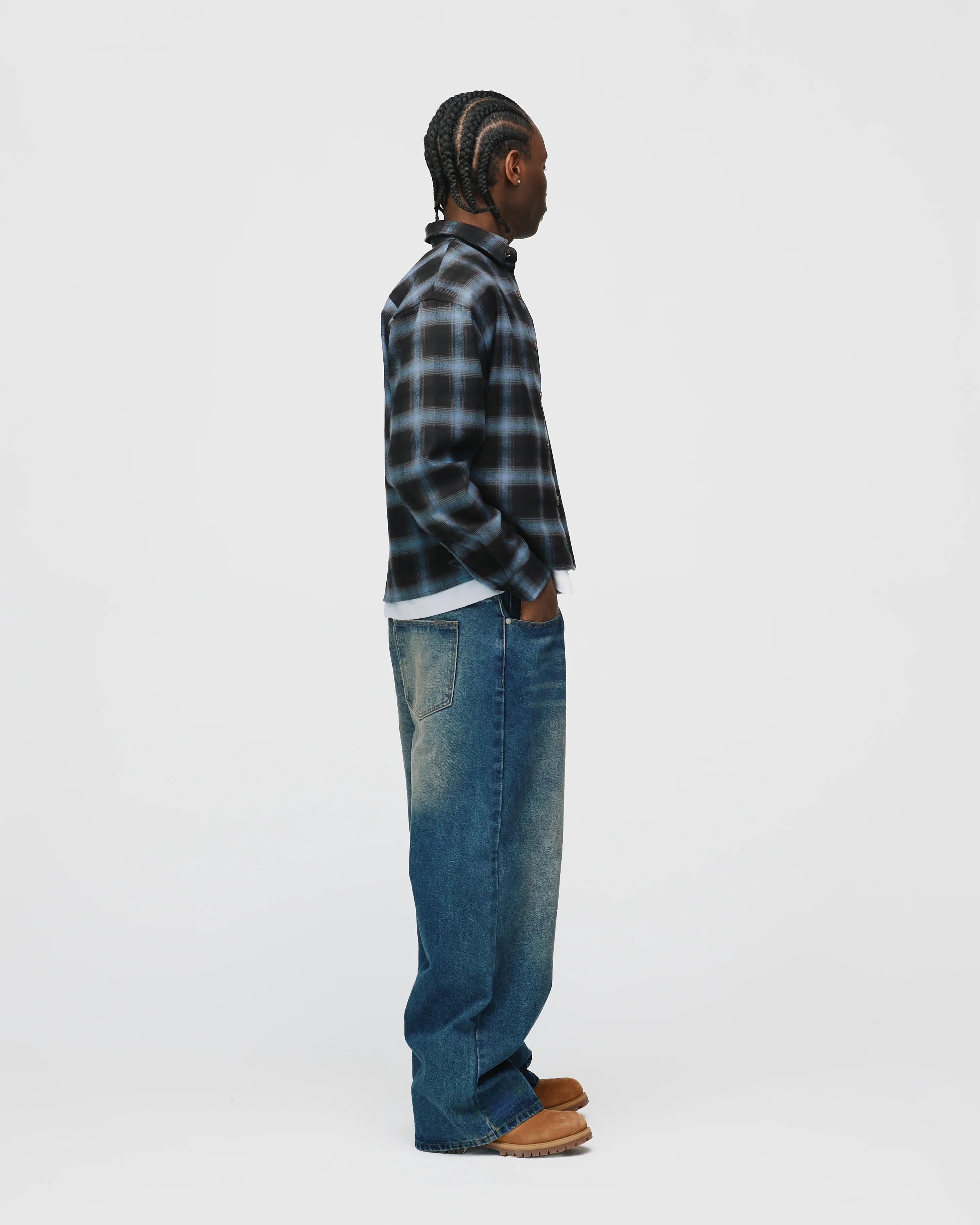 Cropped Flannel - Blue - Image 6