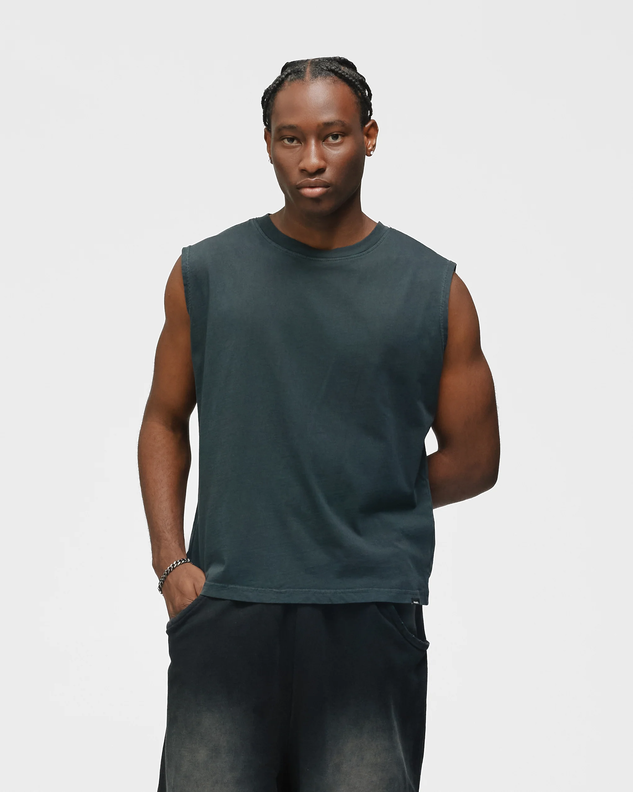 Cropped Tank Top - Washed Black - Image 3