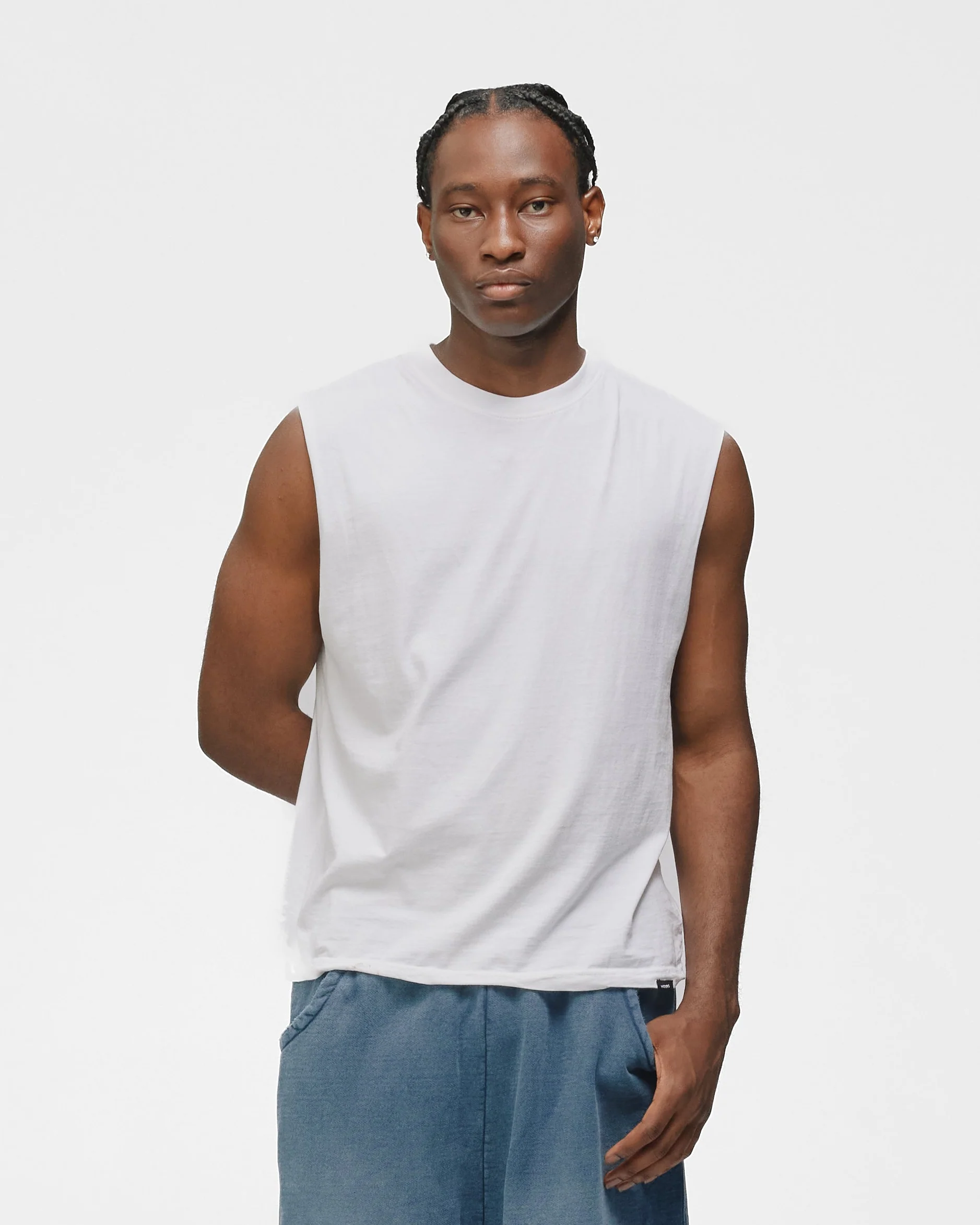 Cropped Tank Top - Washed White - Image 3
