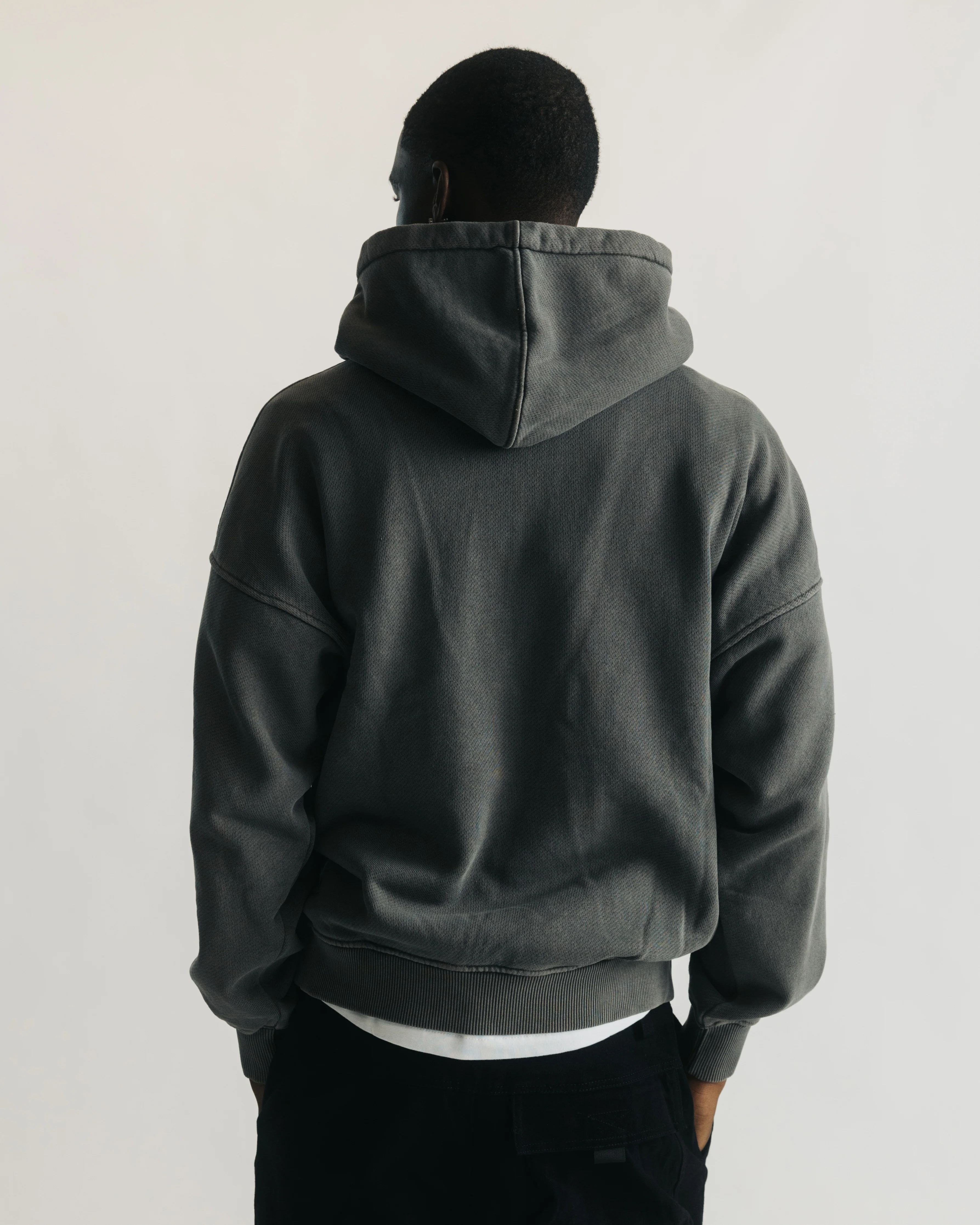 Diagonal Weave Hoodie - Vintage Grey - Image 3