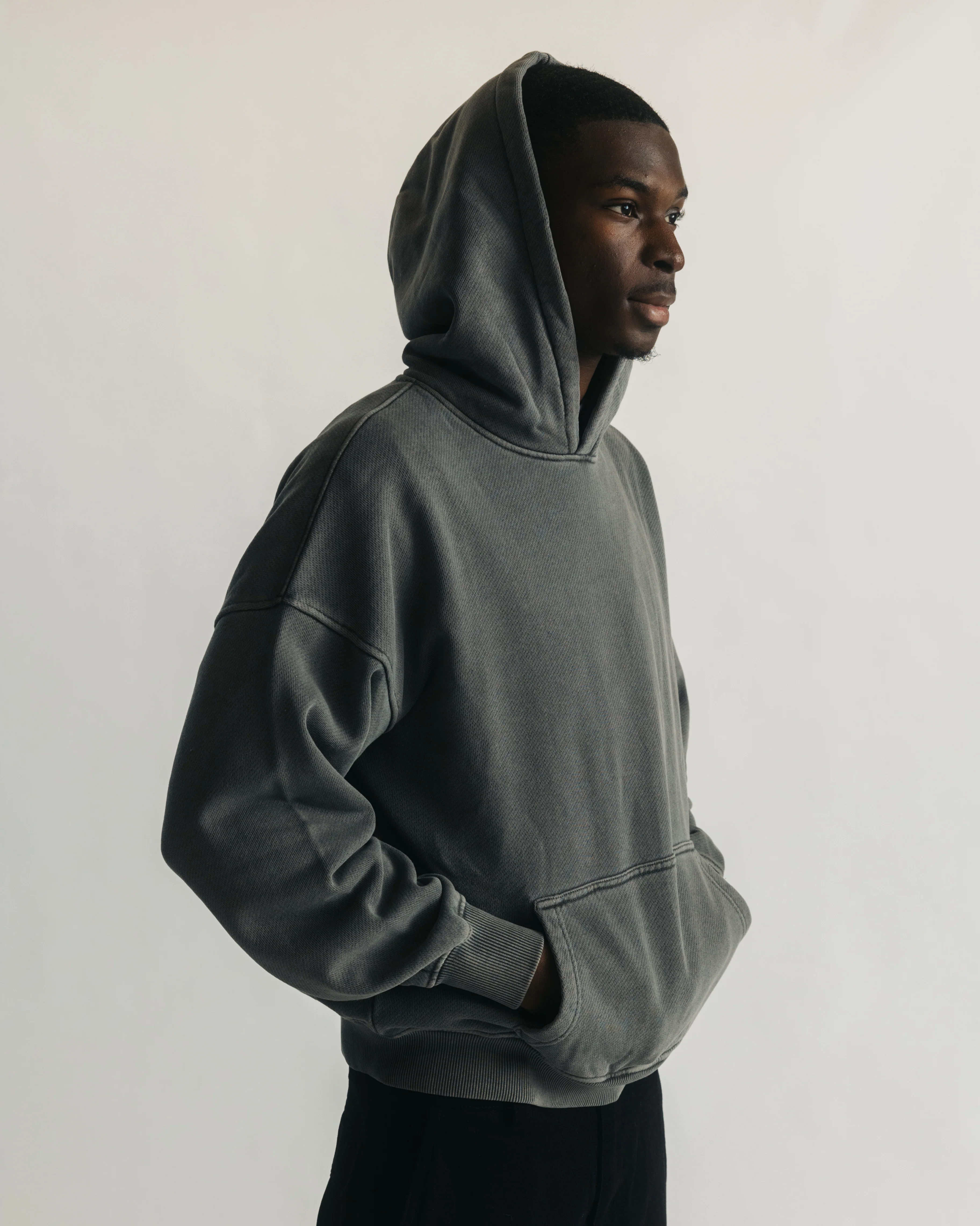Diagonal Weave Hoodie - Vintage Grey - Image 6