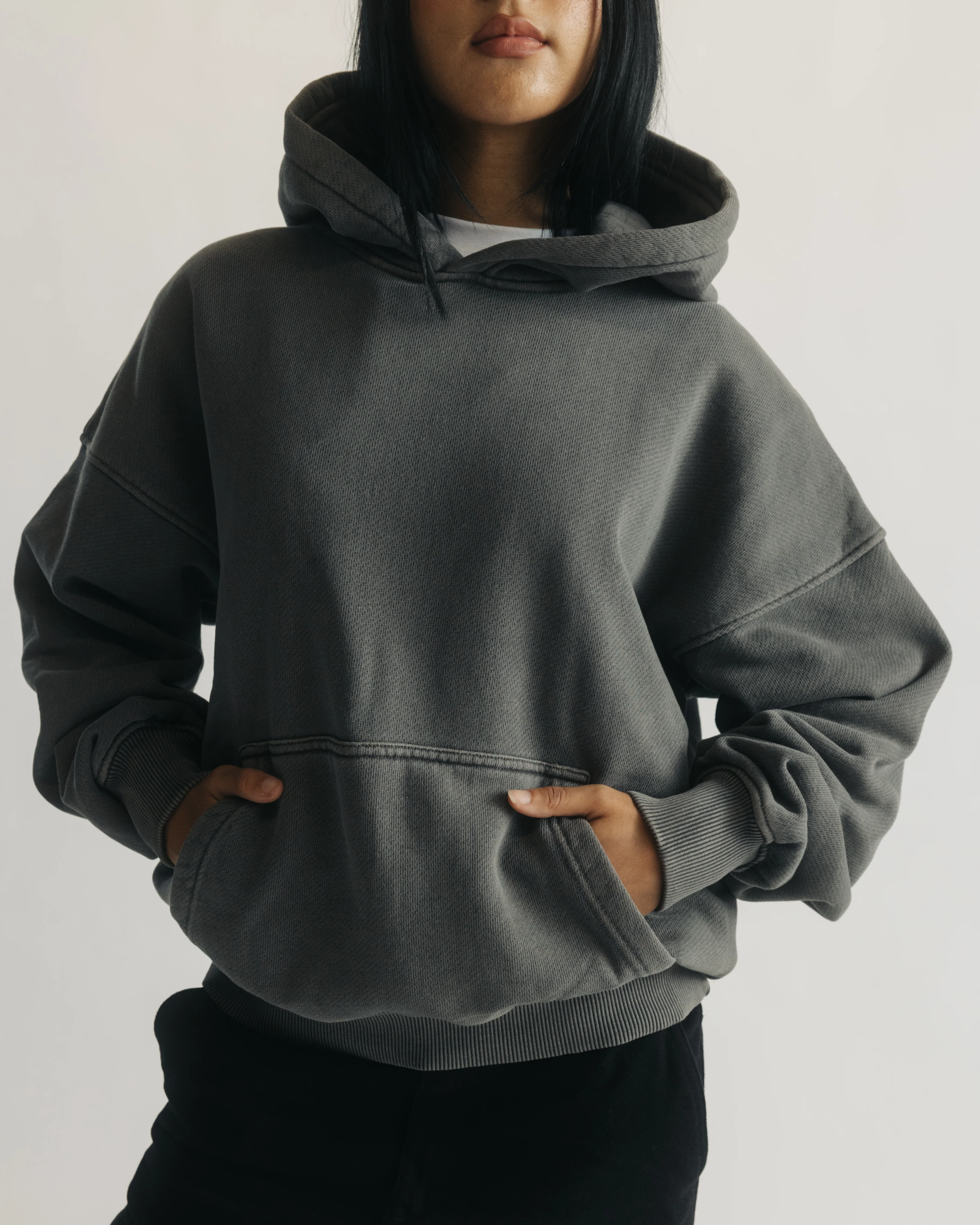 Diagonal Weave Hoodie - Vintage Grey - Image 8