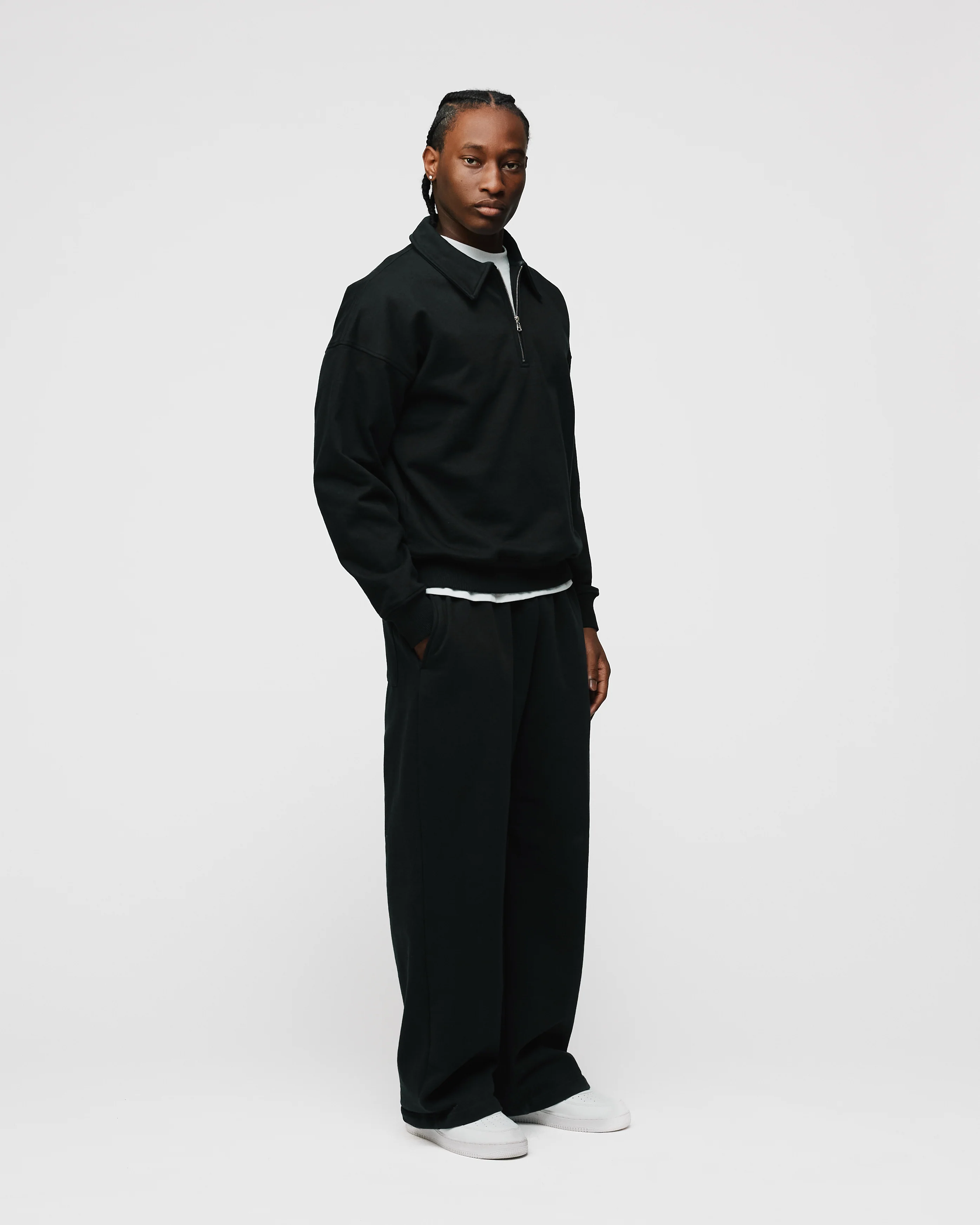 Drop Shoulder 1/4 Zip - Black - Image 5