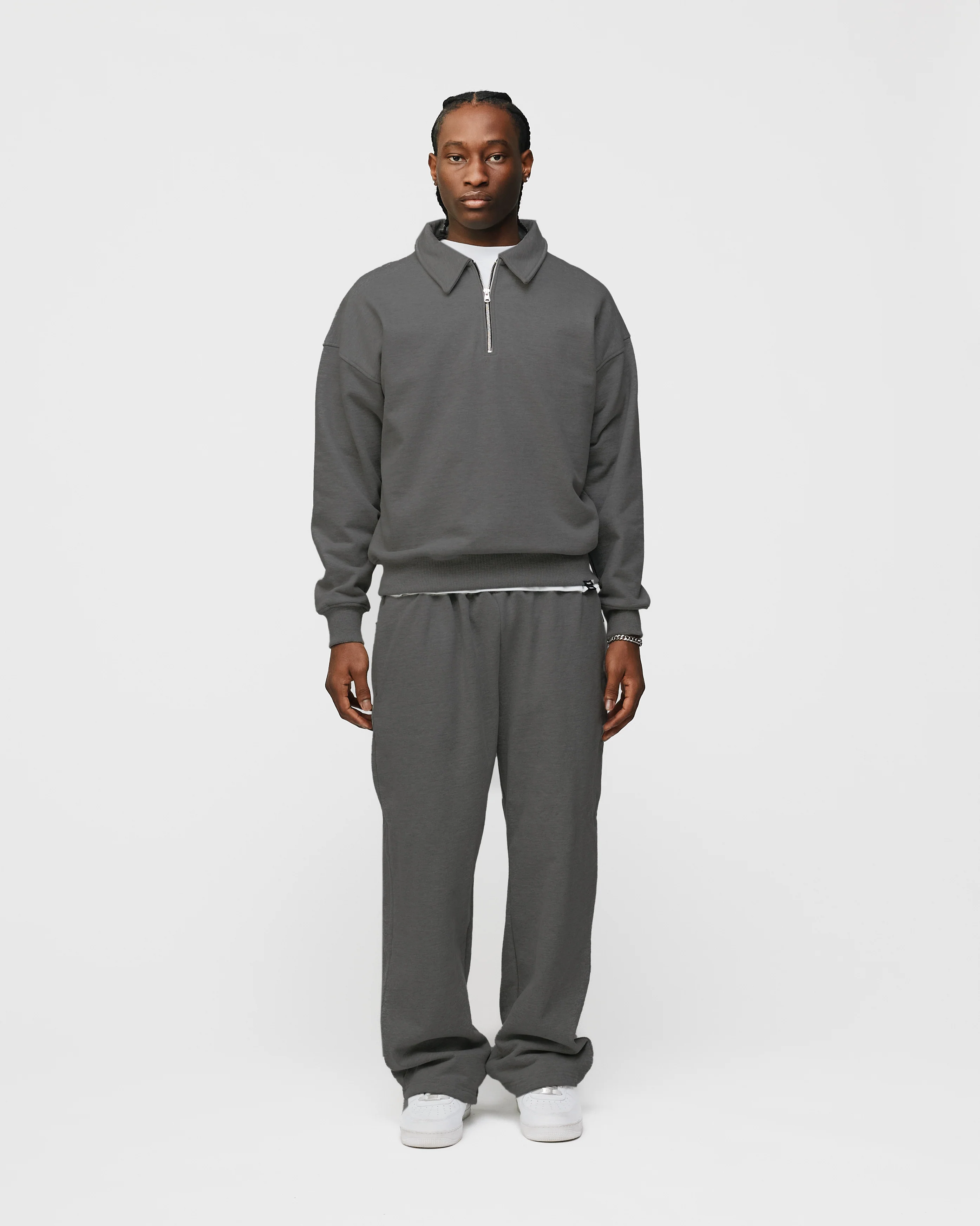 Drop Shoulder 1/4 Zip - Charcoal - Image 2