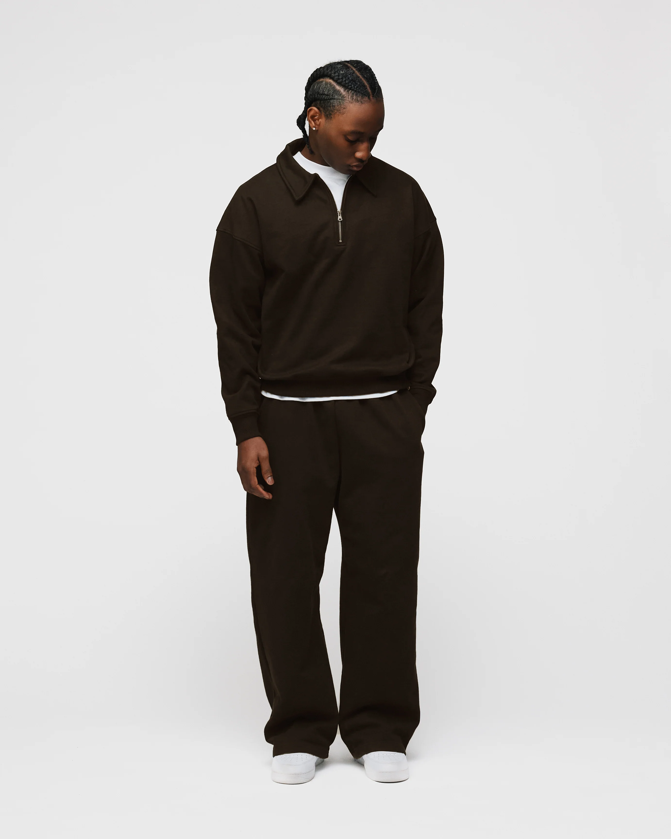 Drop Shoulder 1/4 Zip - Espresso - Image 4