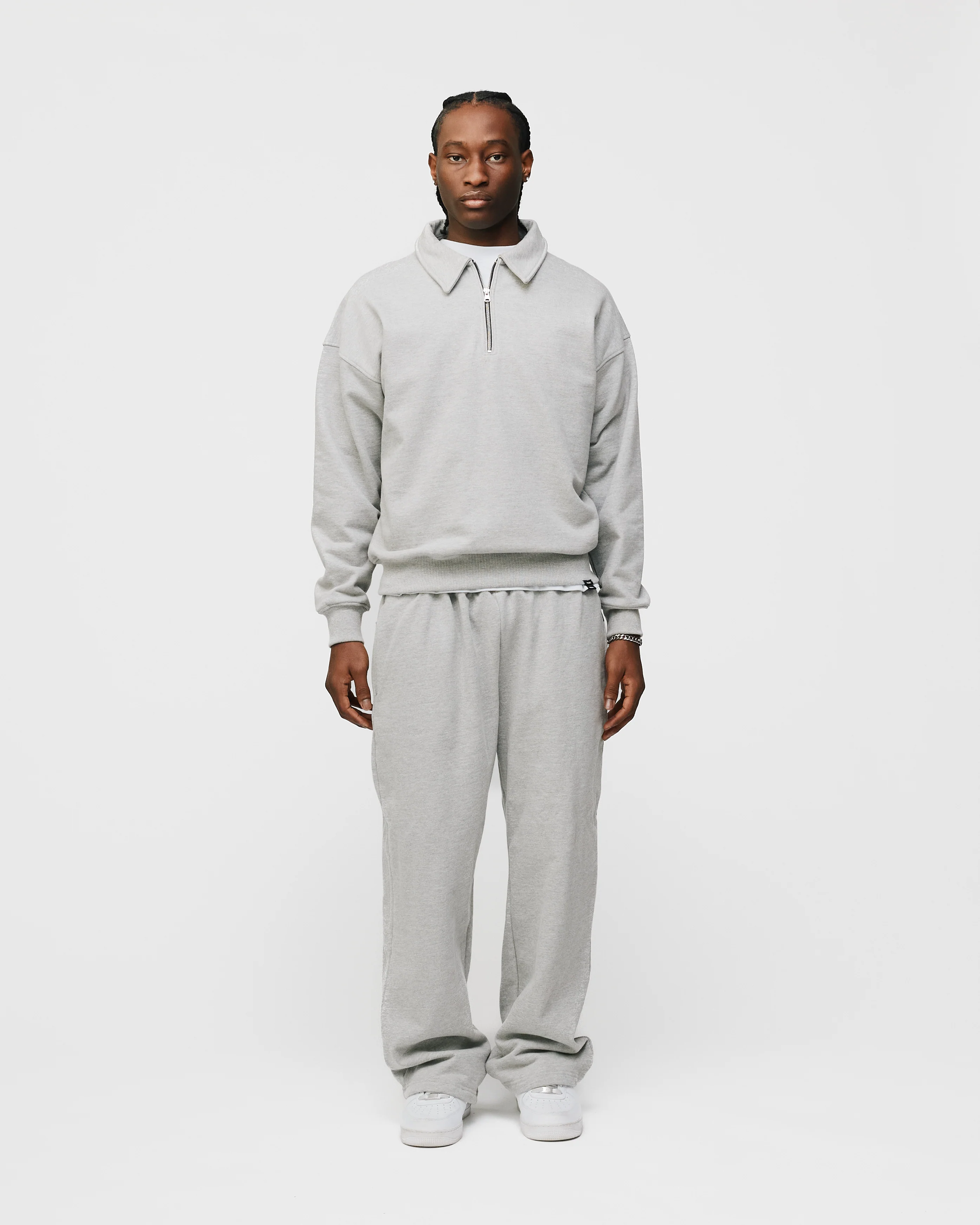 Drop Shoulder 1/4 Zip - Grey - Image 2