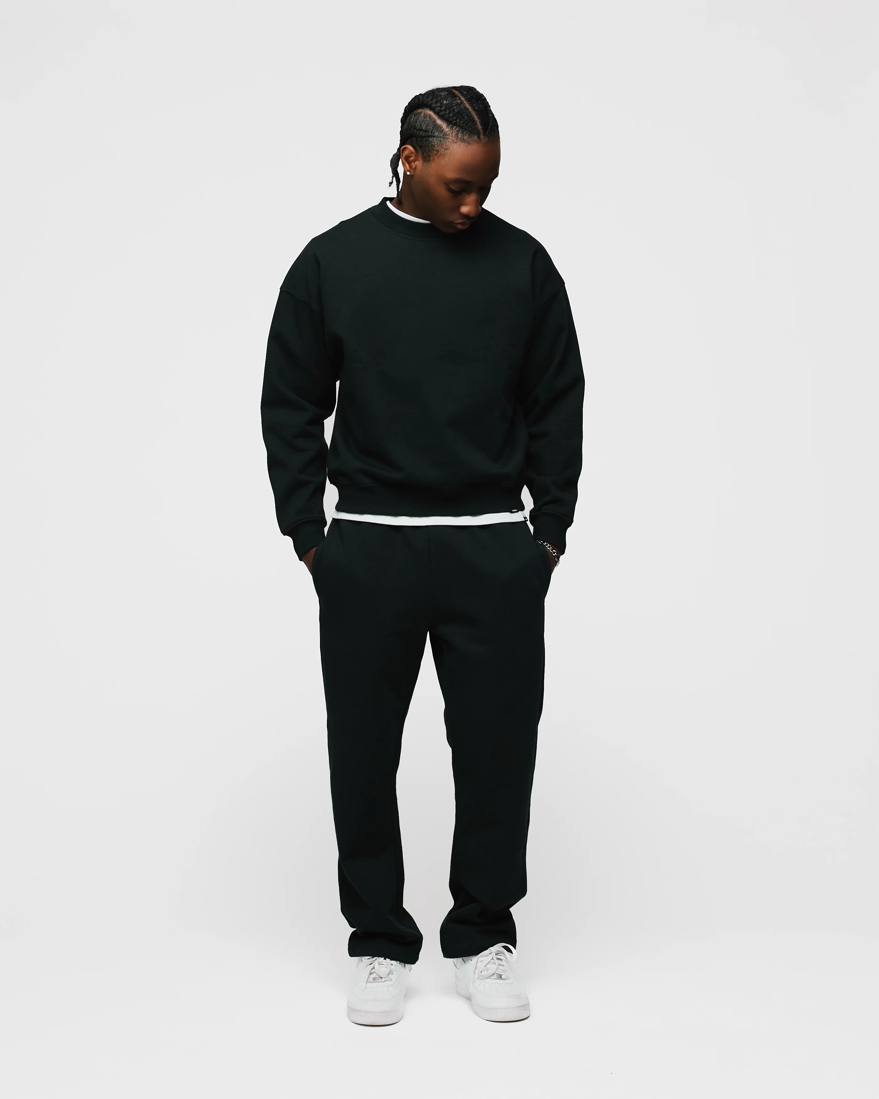 Drop Shoulder Crewneck - Black - Image 4