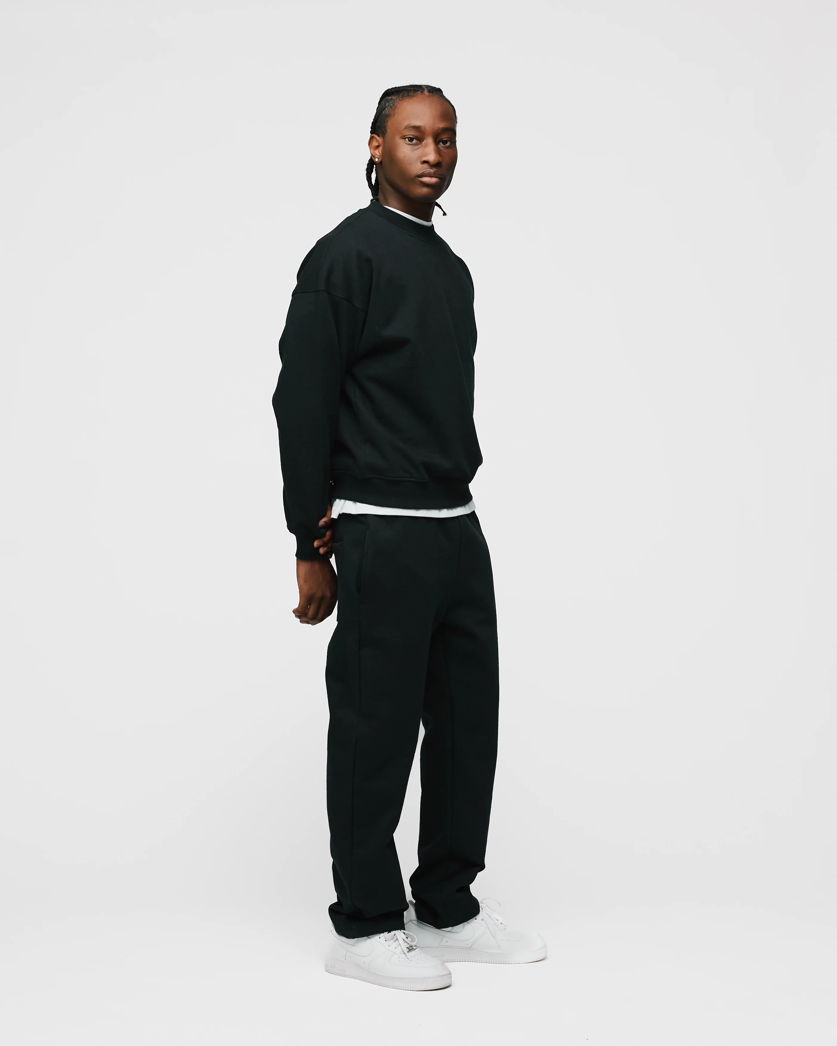 Drop Shoulder Crewneck - Black - Image 5