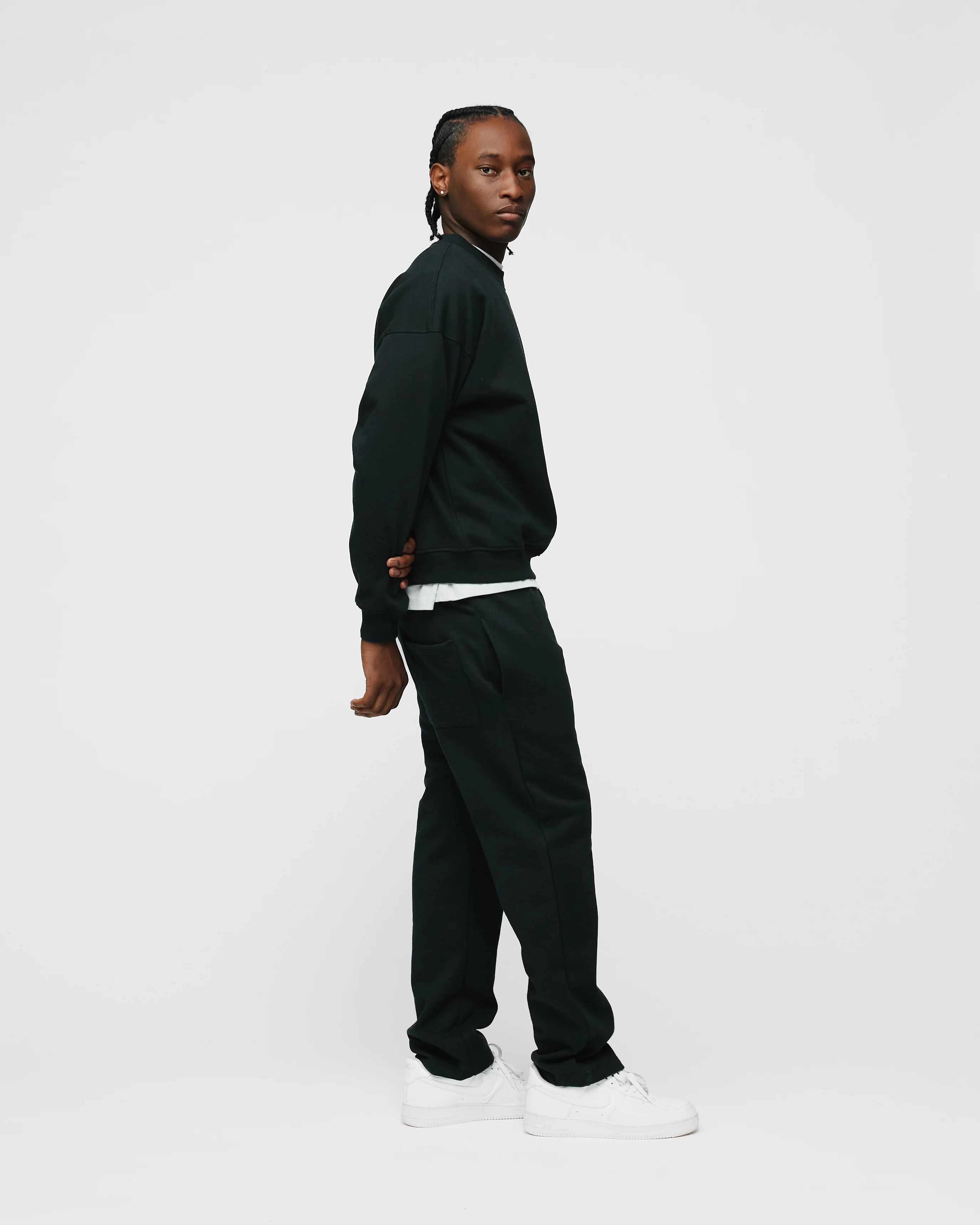 Drop Shoulder Crewneck - Black - Image 6
