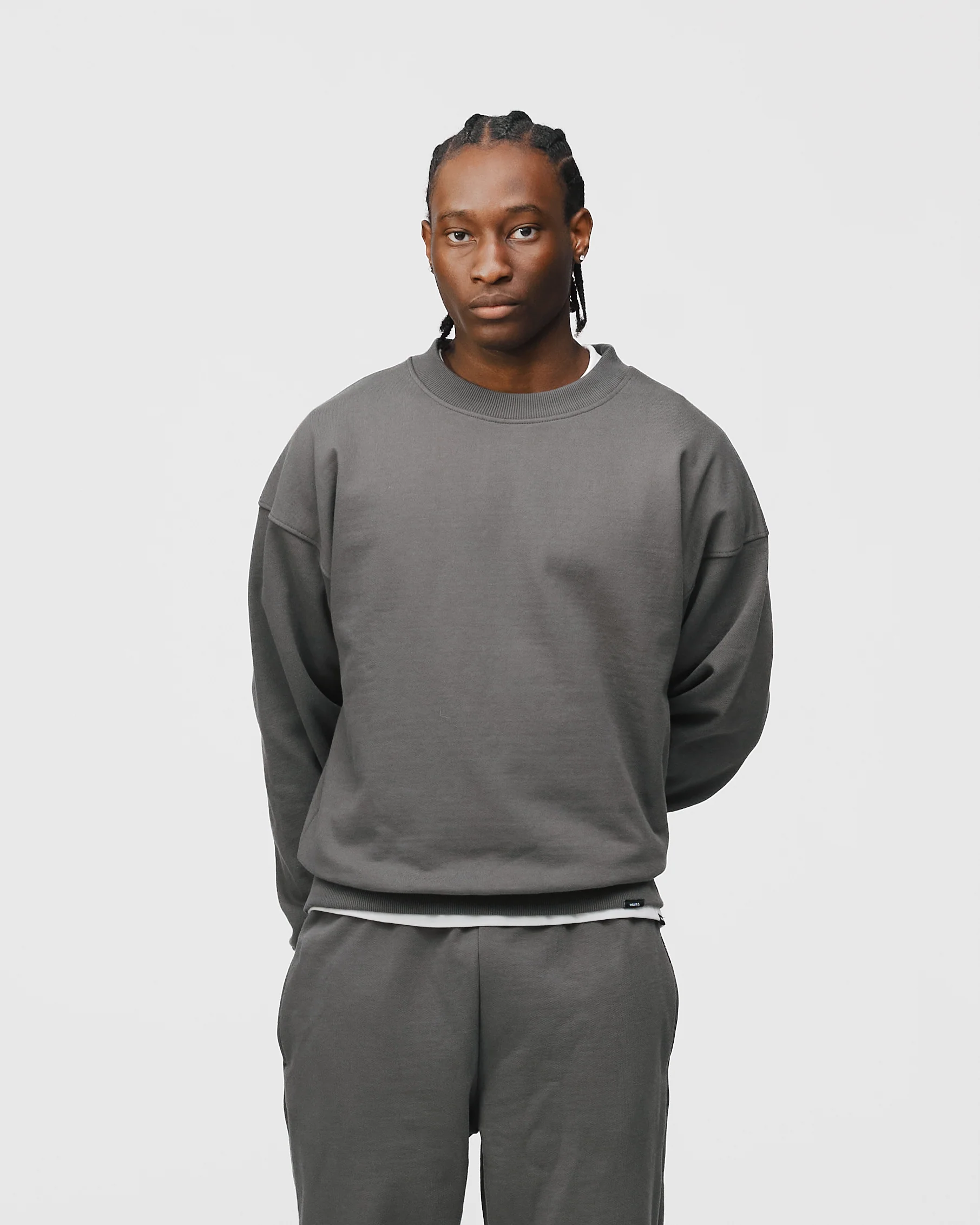 Drop Shoulder Crewneck - Charcoal - Image 3