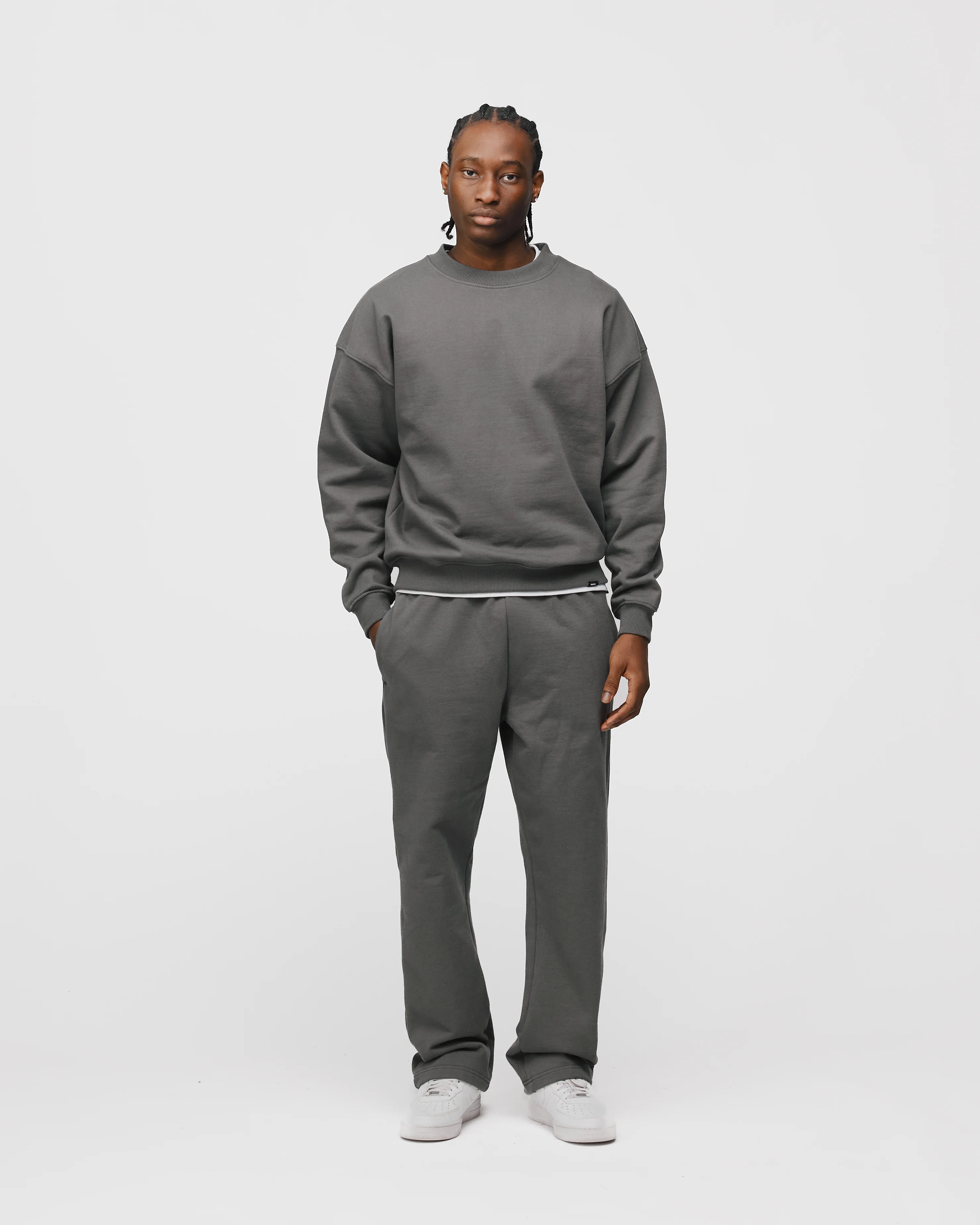 Drop Shoulder Crewneck - Charcoal - Image 4