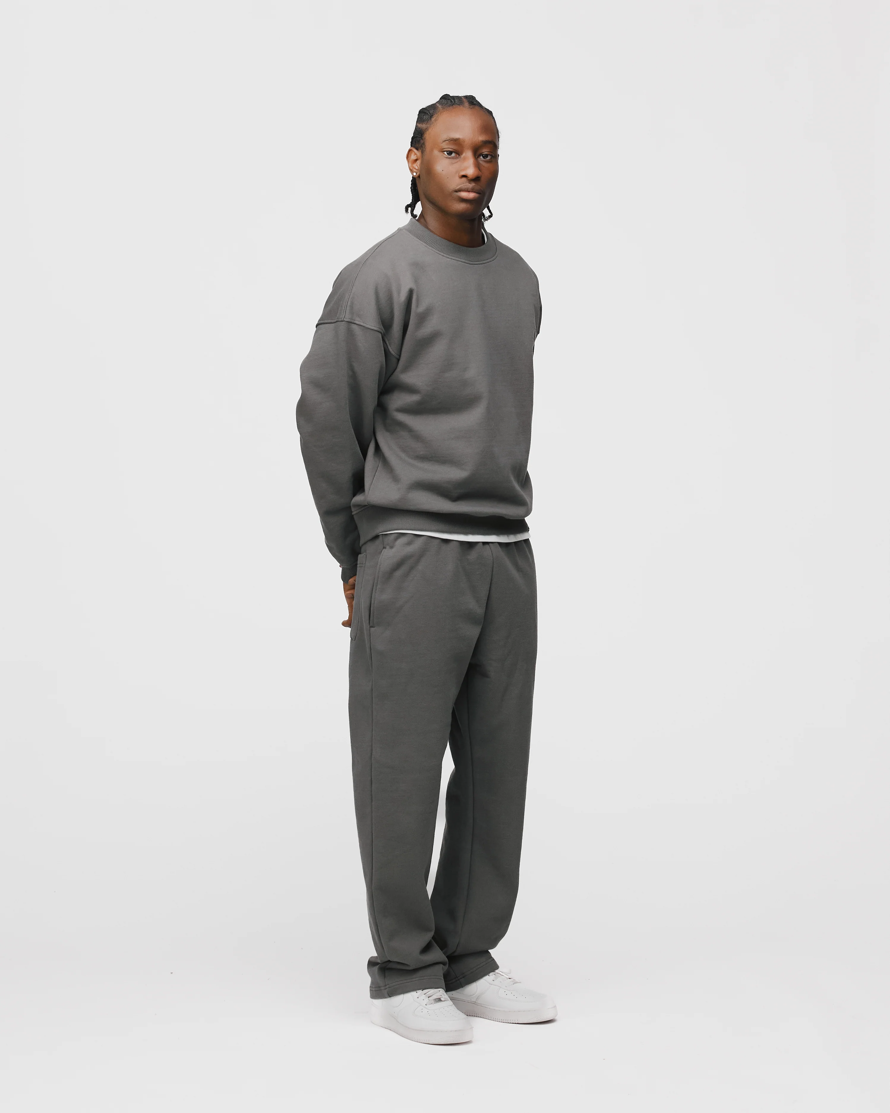 Drop Shoulder Crewneck - Charcoal - Image 5