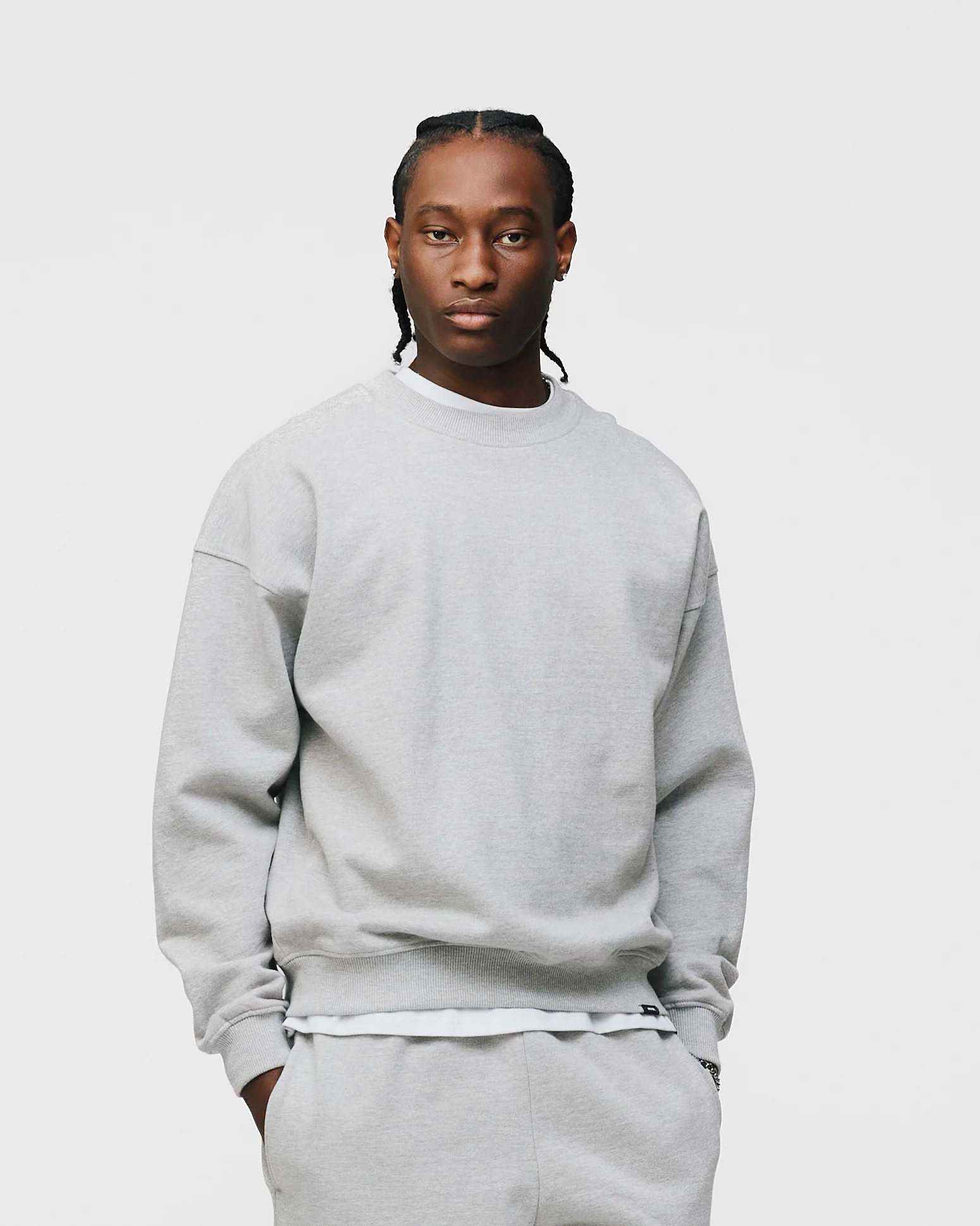 Drop Shoulder Crewneck - Grey - Image 3