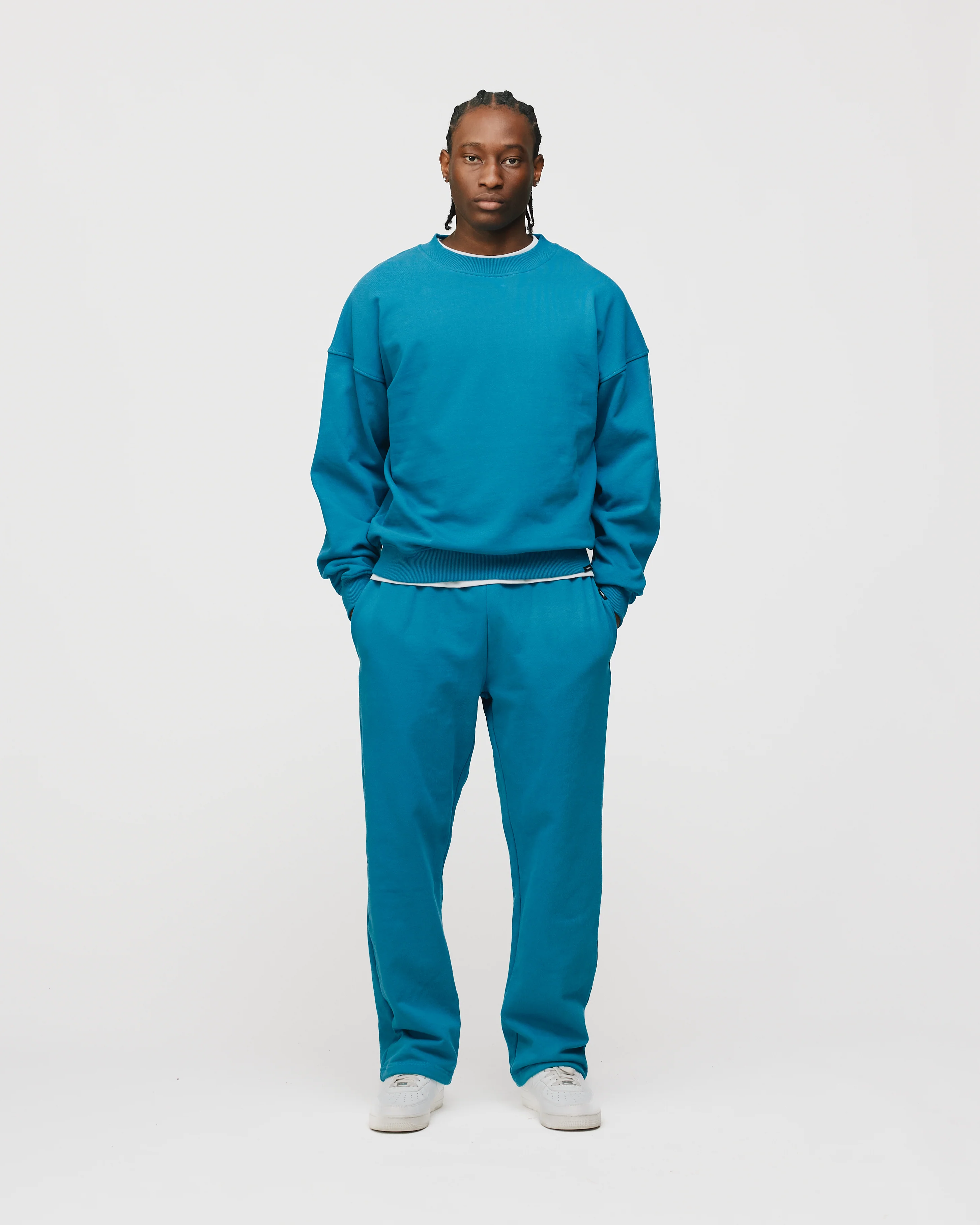 Drop Shoulder Crewneck - Aqua - Image 4