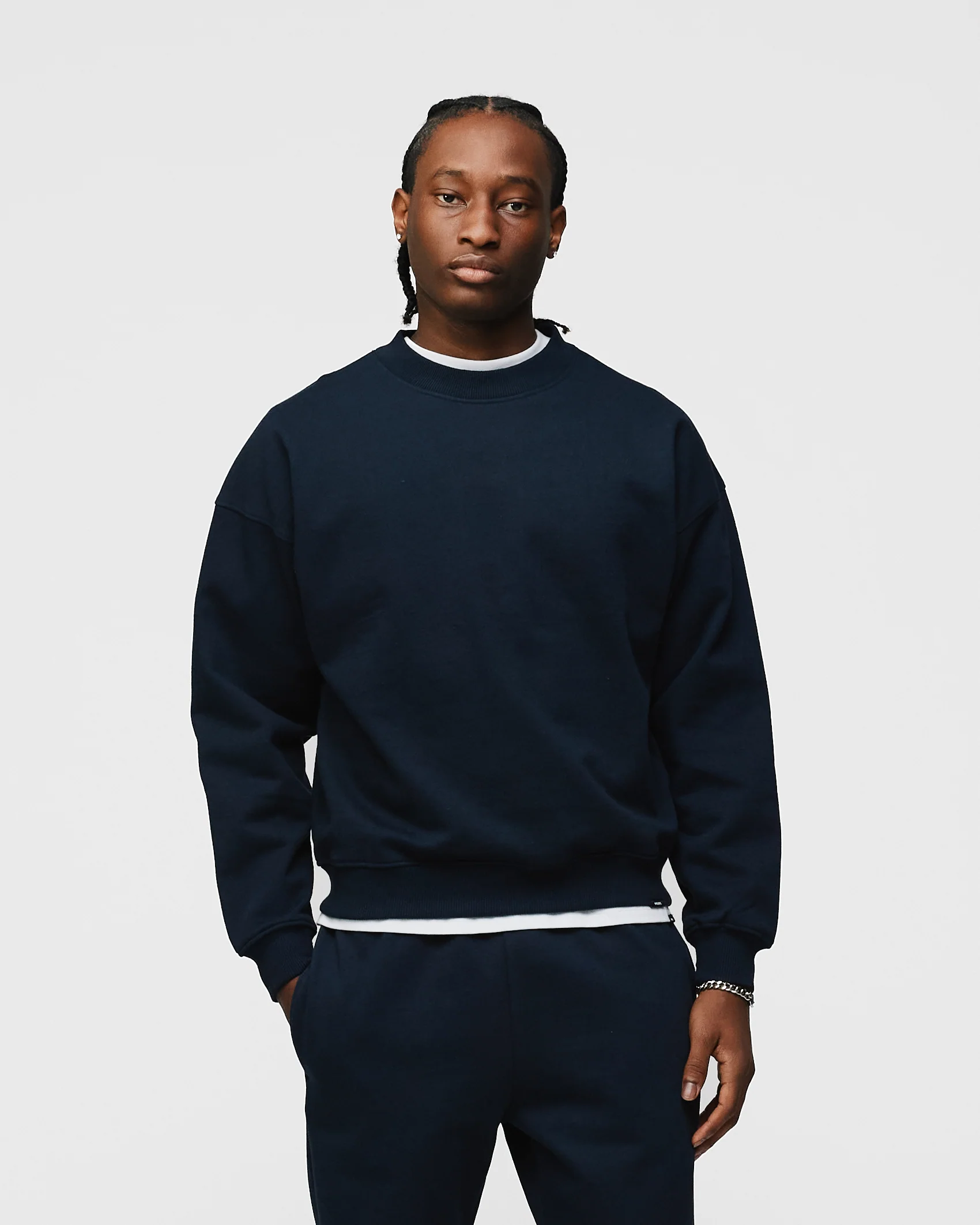 Drop Shoulder Crewneck - Navy - Image 3
