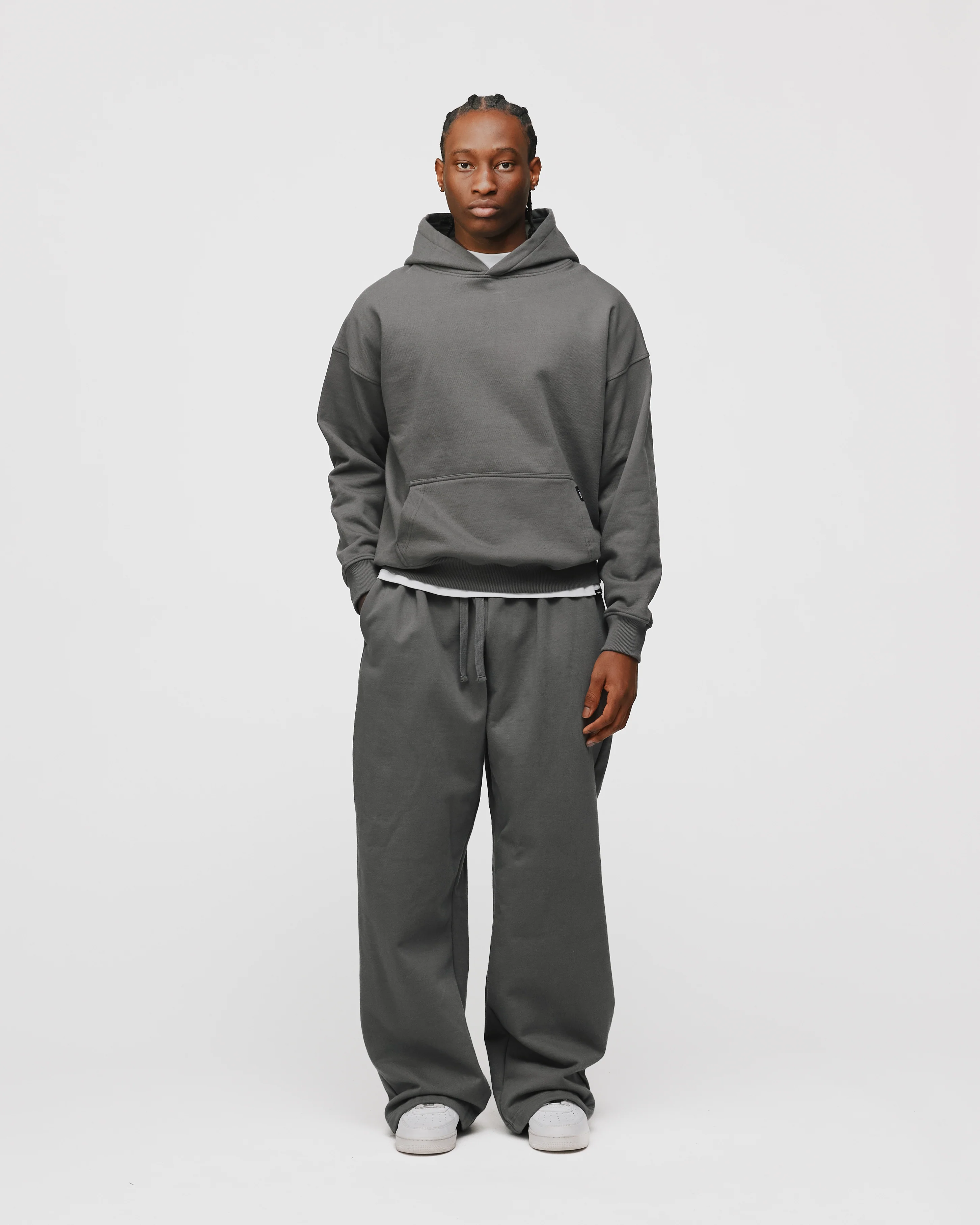 Drop Shoulder Hoodie - Charcoal - Image 4