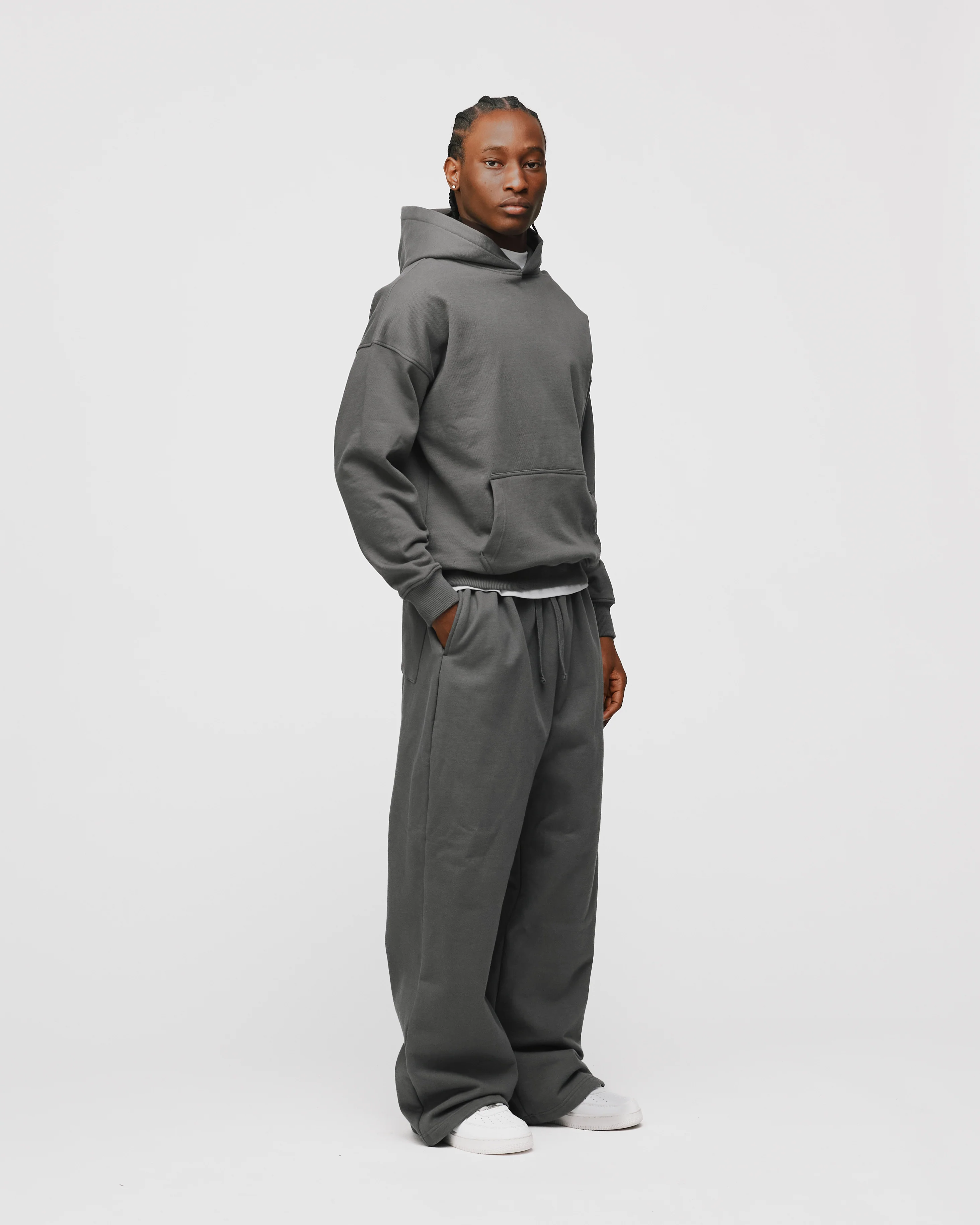 Drop Shoulder Hoodie - Charcoal - Image 5
