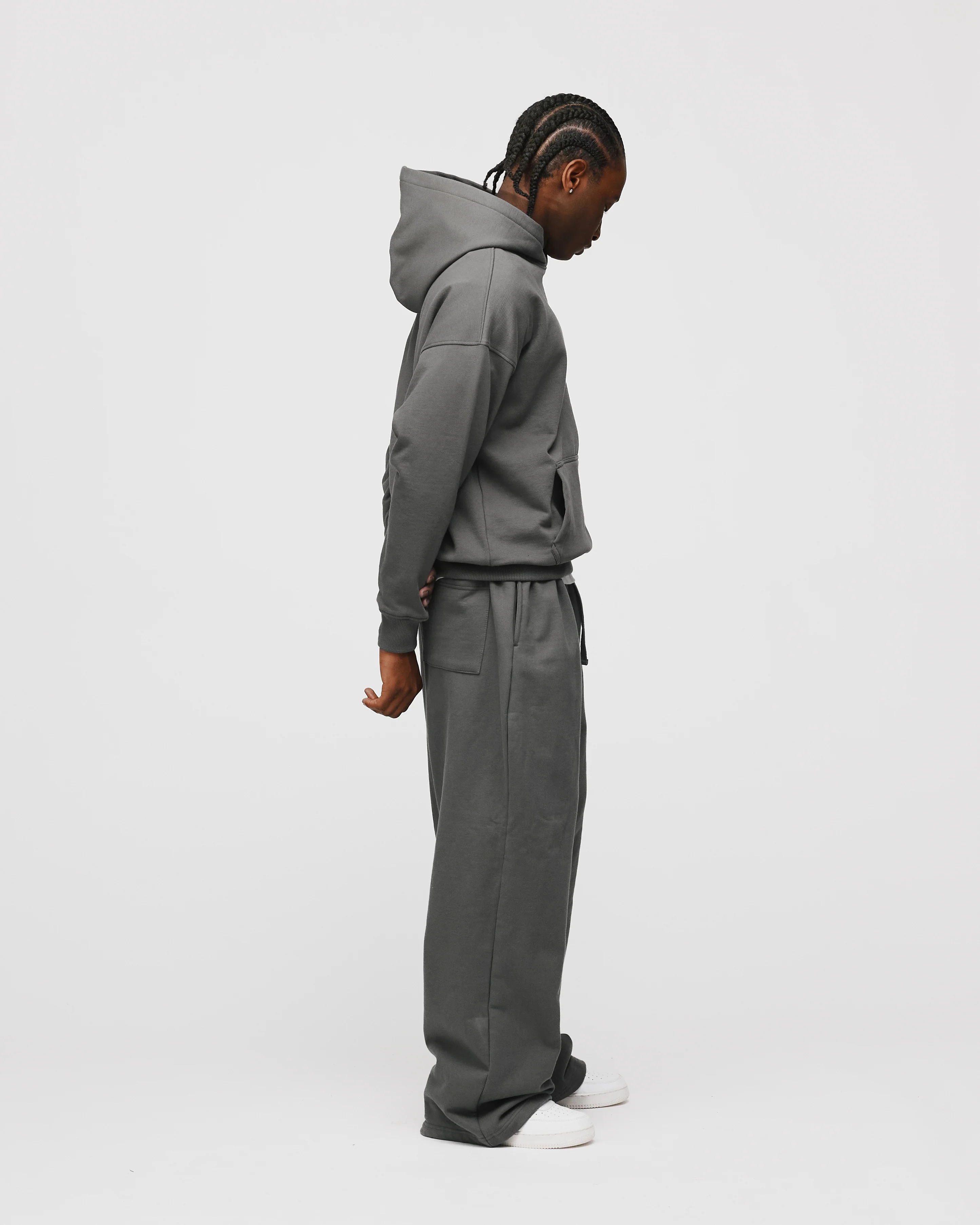 Drop Shoulder Hoodie - Charcoal - Image 6