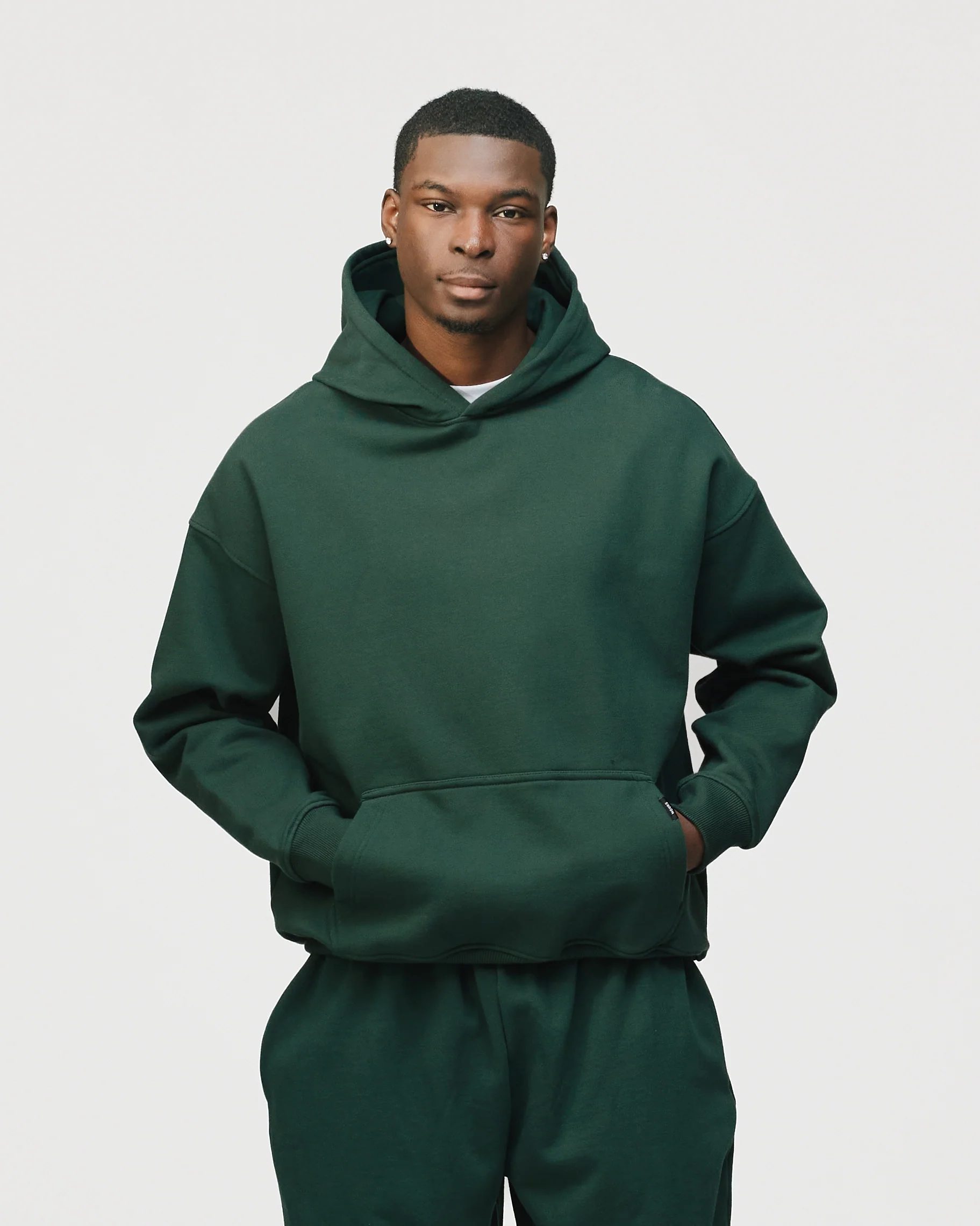 Drop Shoulder Hoodie - Forest Green - Image 3