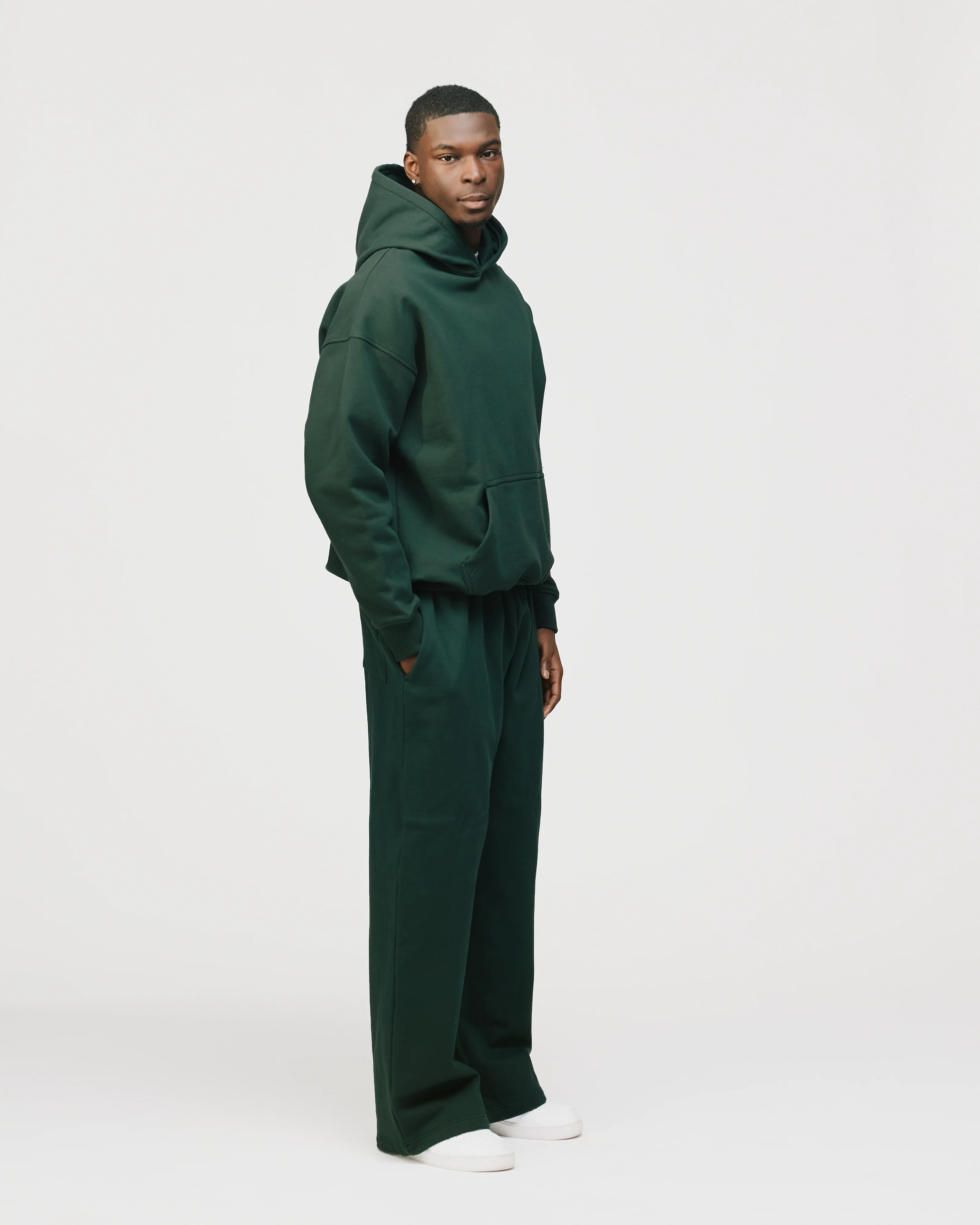 Drop Shoulder Hoodie - Forest Green - Image 5