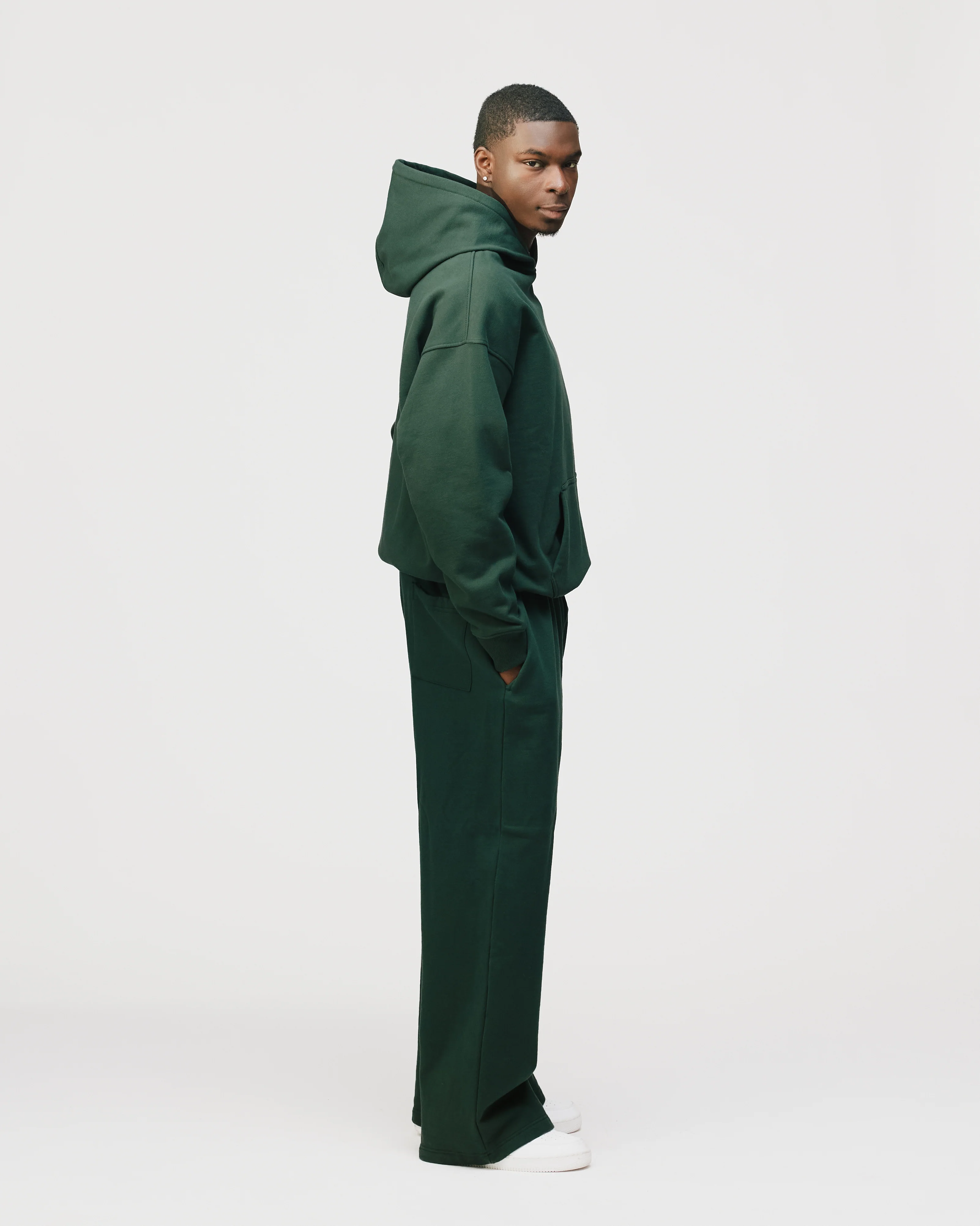 Drop Shoulder Hoodie - Forest Green - Image 6