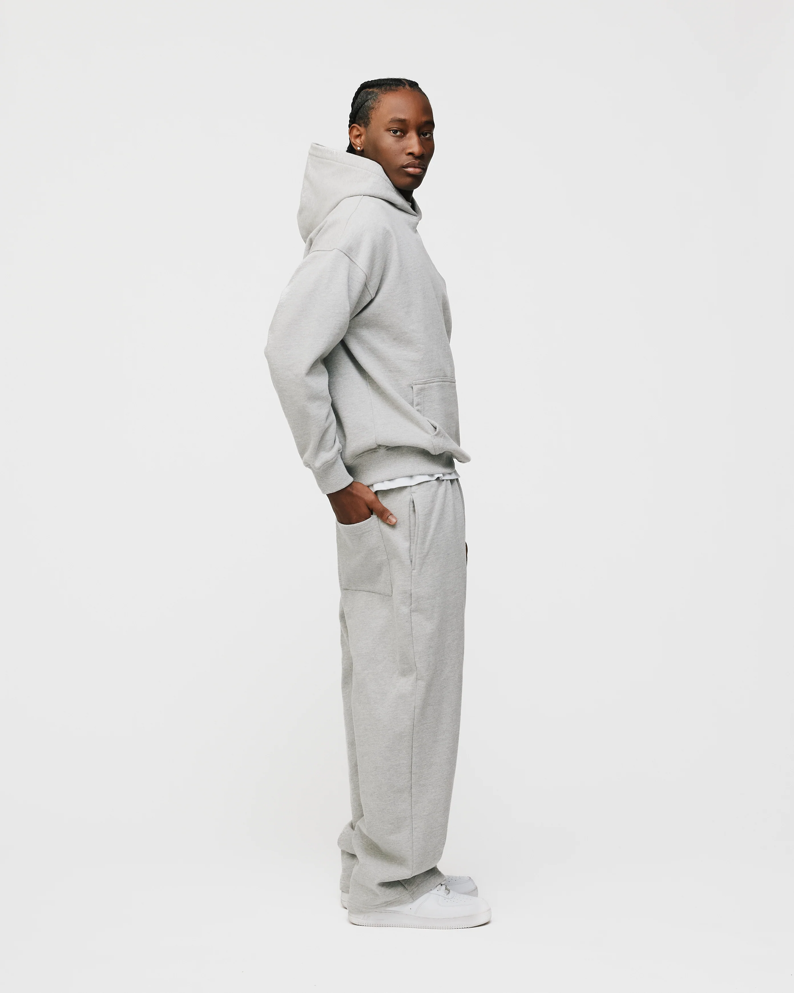 Drop Shoulder Hoodie - Grey - Image 6