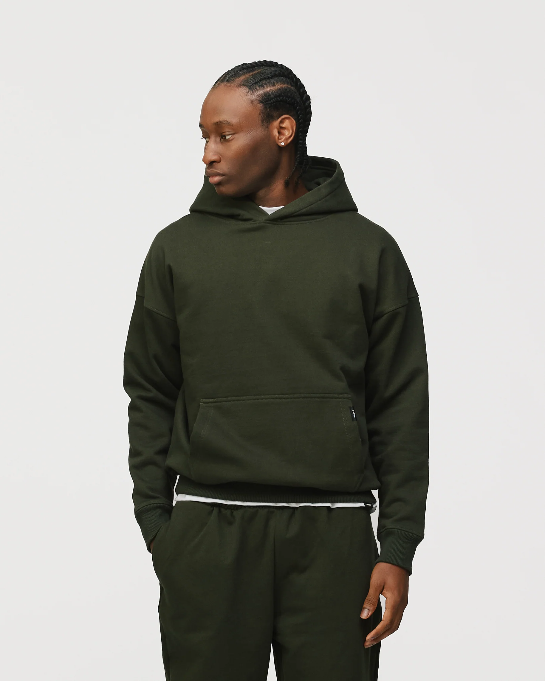 Drop Shoulder Hoodie - Olive - Image 3