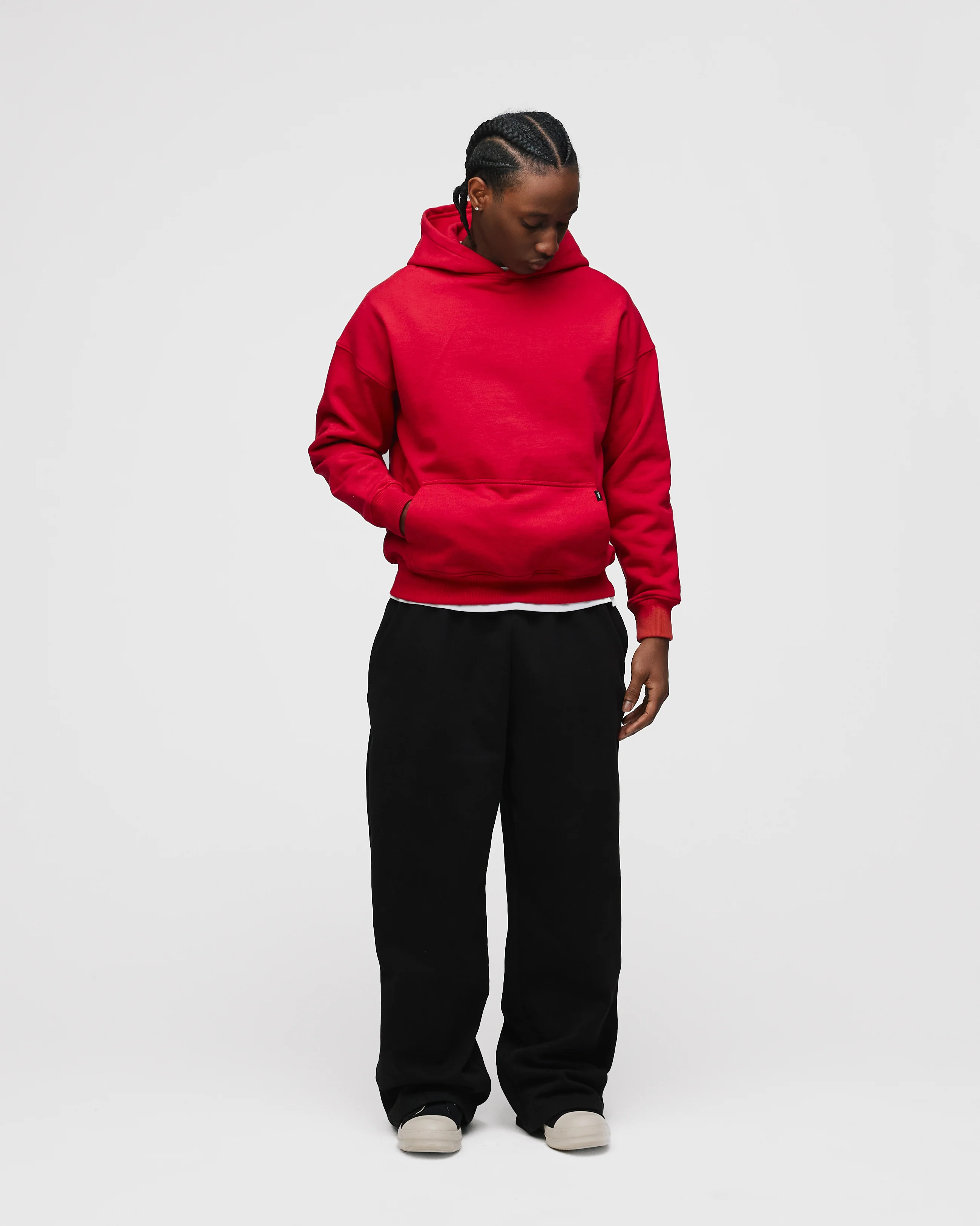 Drop Shoulder Hoodie - Red - Image 4