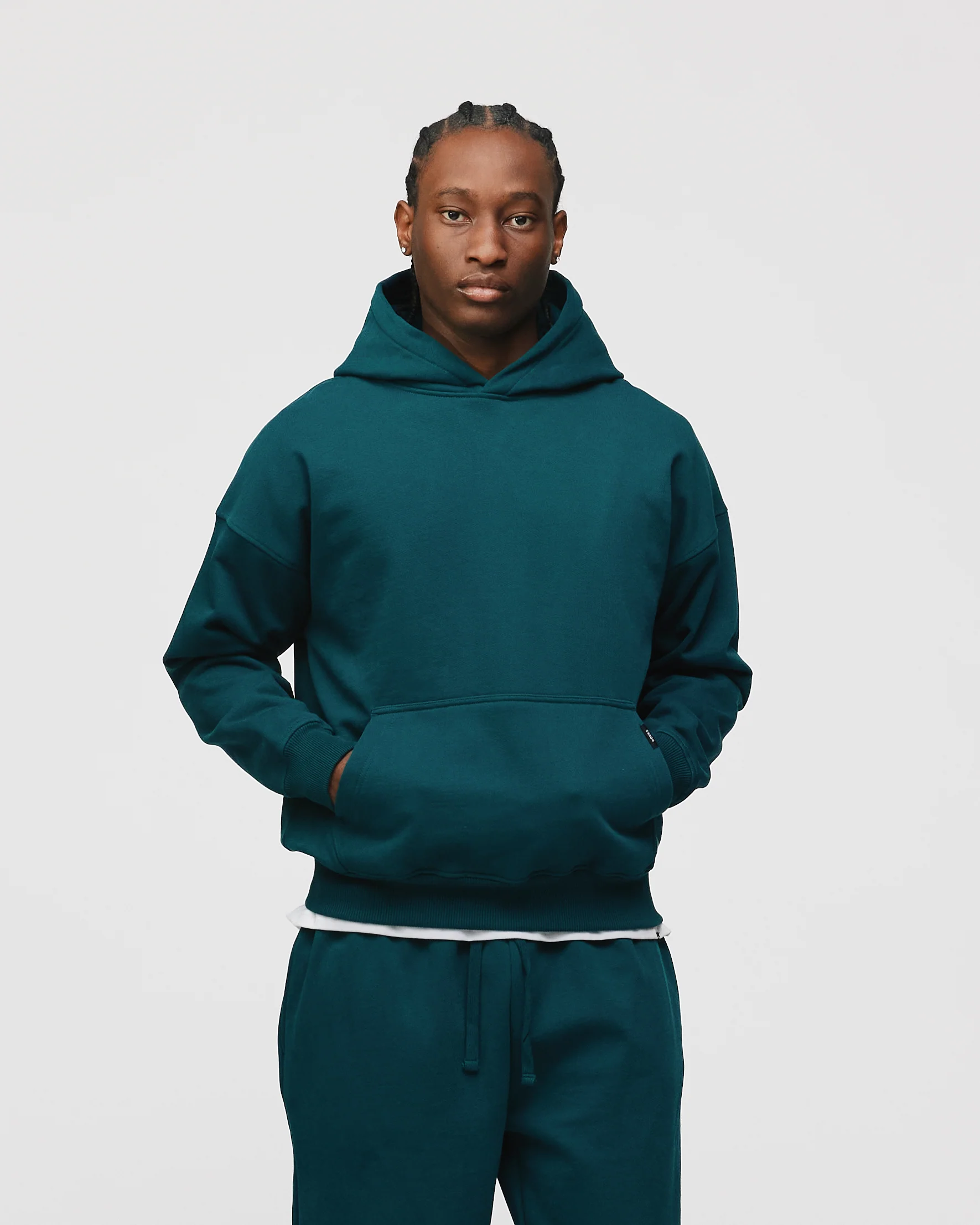 Drop Shoulder Hoodie - Teal - Image 3