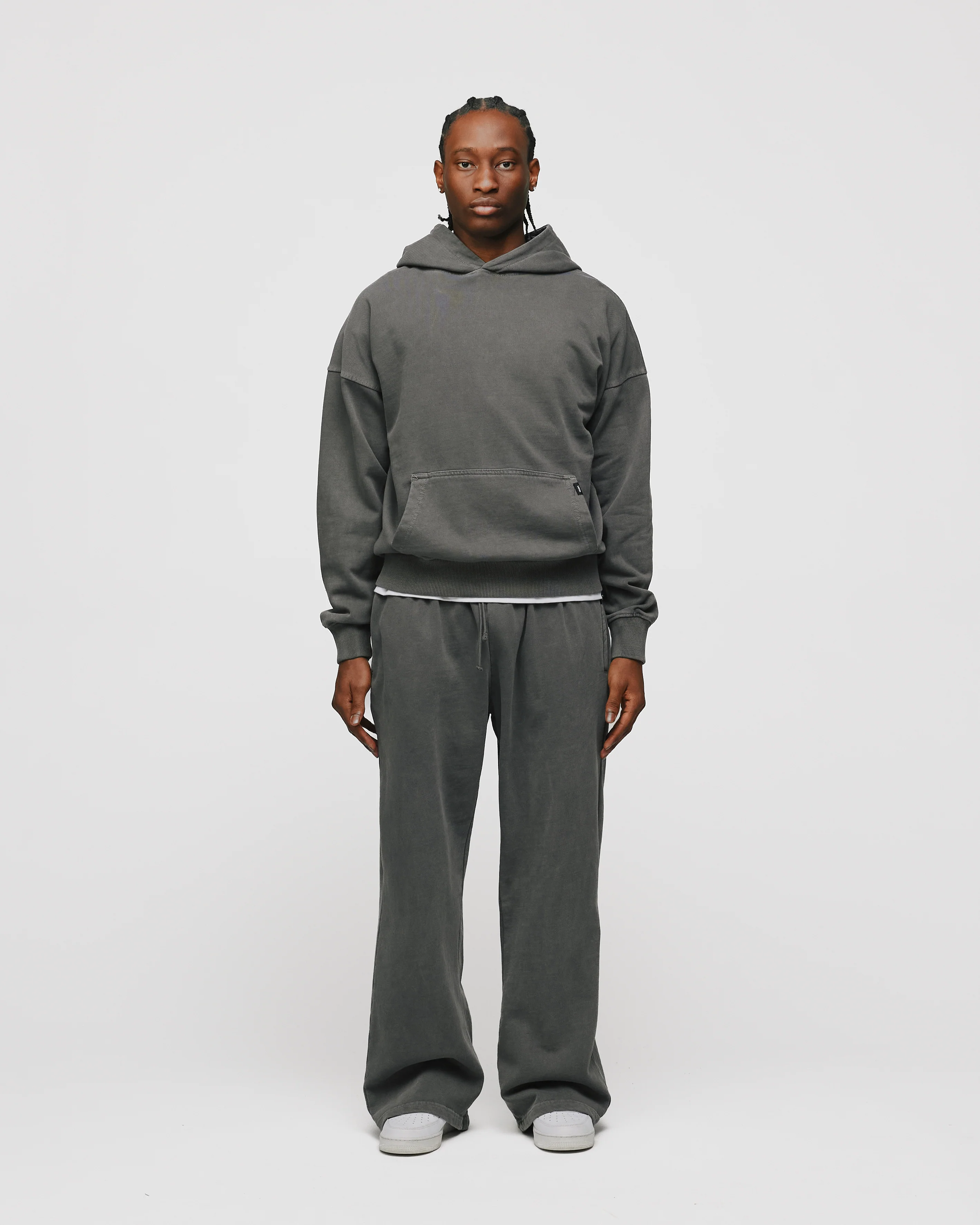 Drop Shoulder Hoodie - Vintage Grey - Image 2