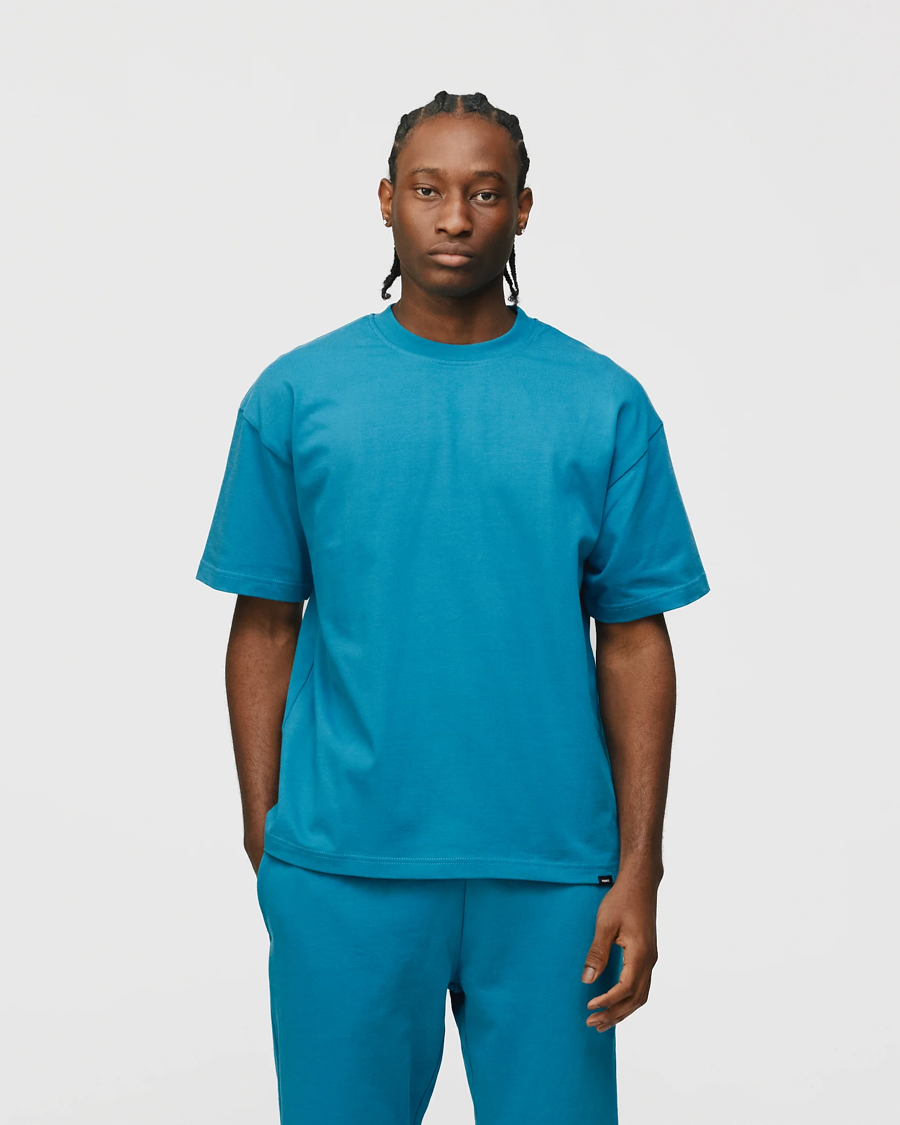 Drop Shoulder T-Shirt - Aqua - Image 3
