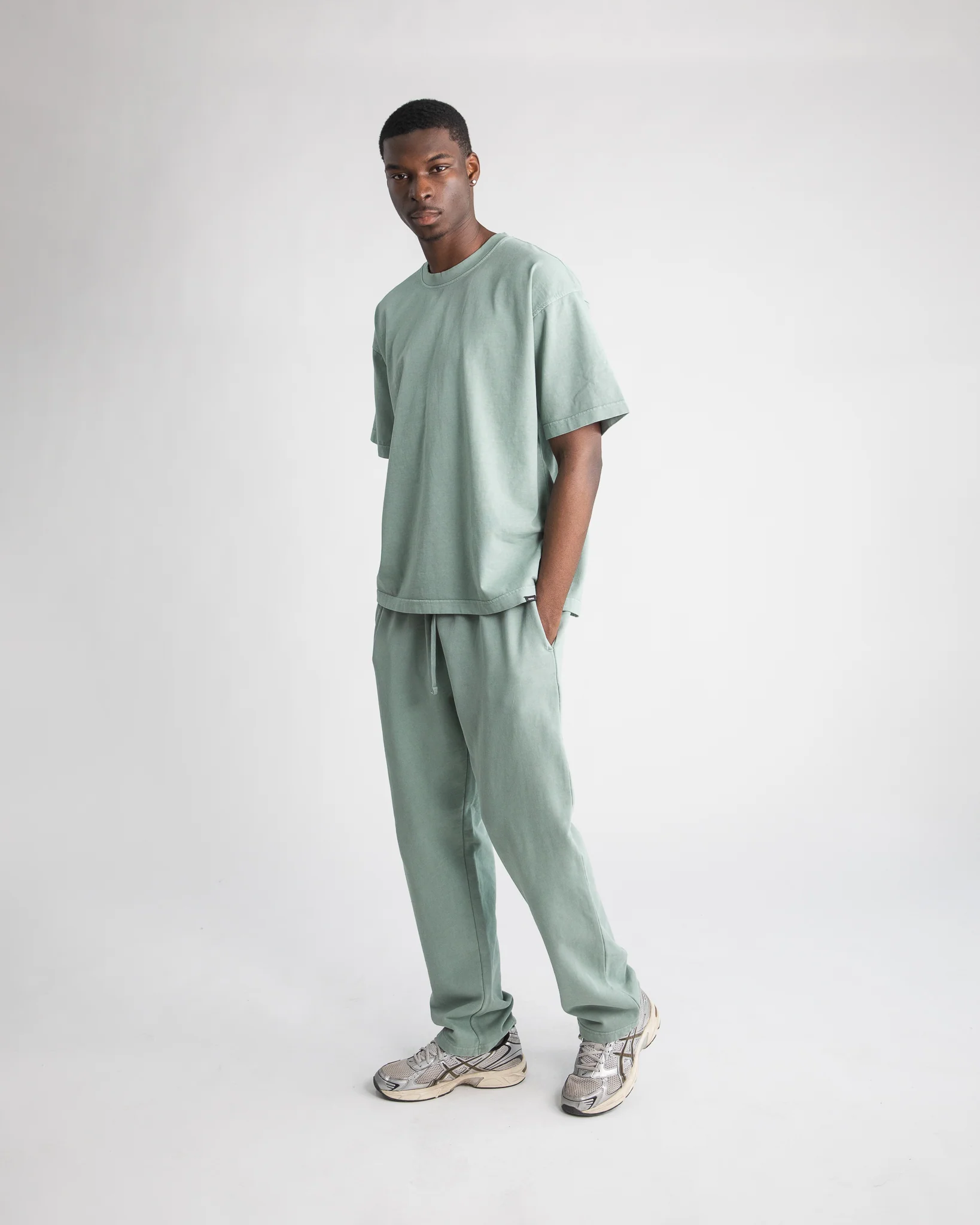 Drop Shoulder T-Shirt - Vintage Sage - Image 4
