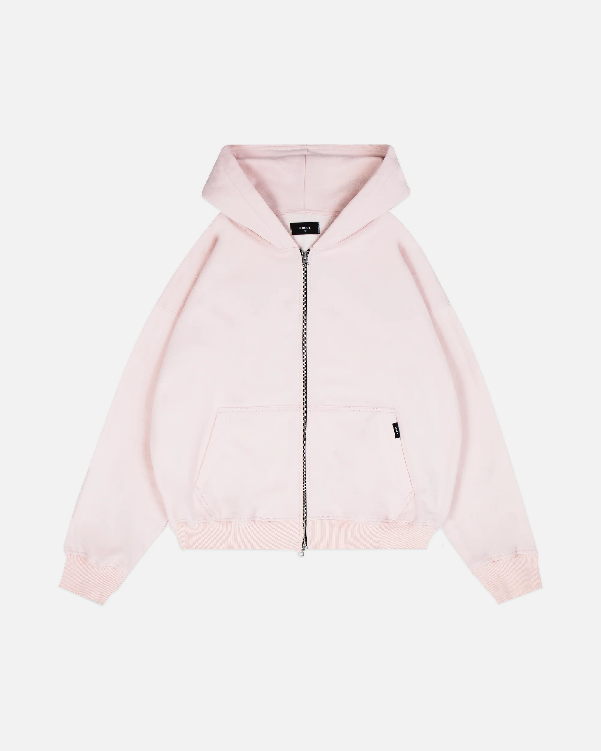 Drop Shoulder Zip Hoodie - Blush