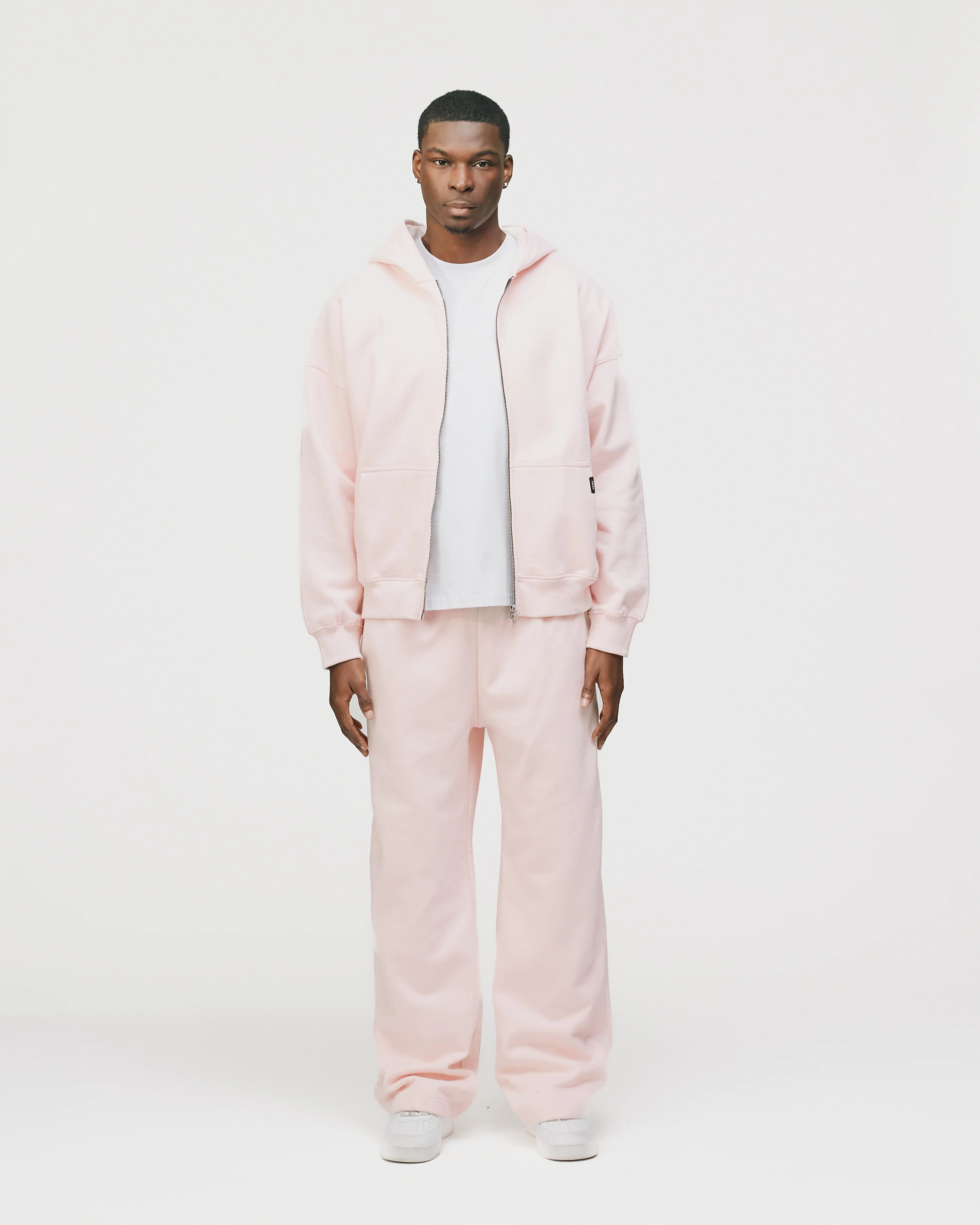Drop Shoulder Zip Hoodie - Blush - Image 2